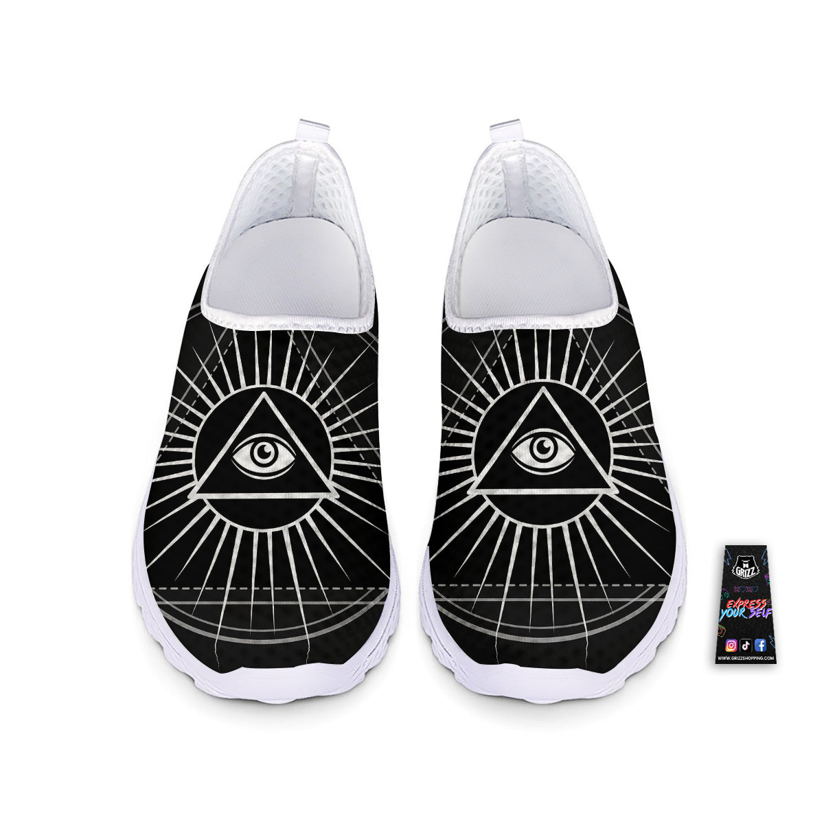 All Seeing Eye White And Black Print Nurse Shoes-grizzshop