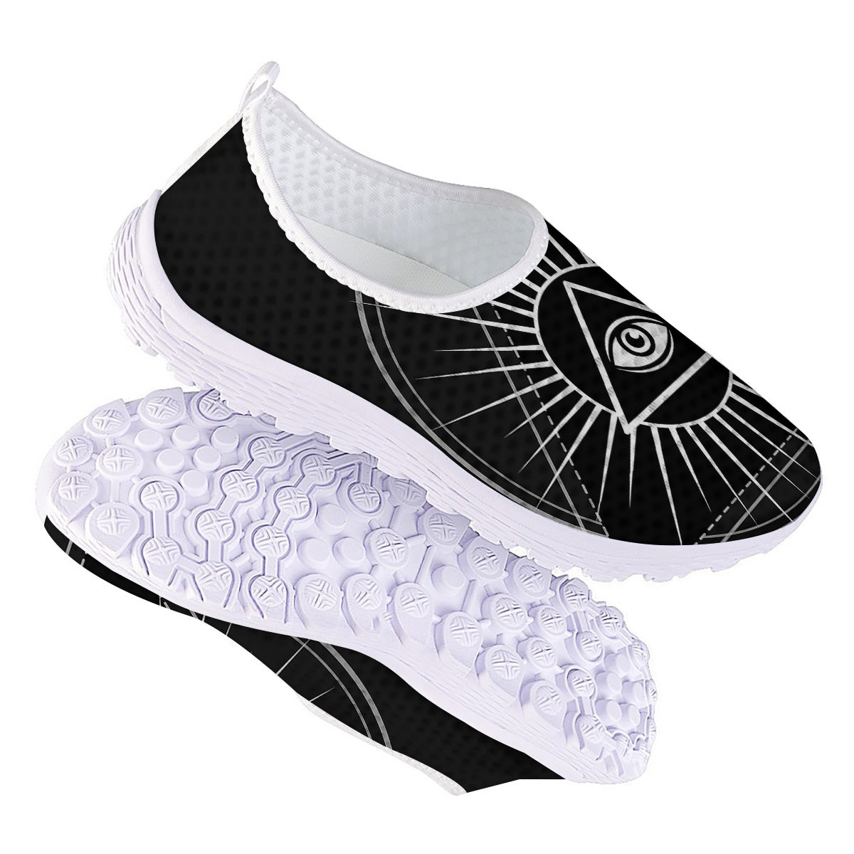 All Seeing Eye White And Black Print Nurse Shoes-grizzshop