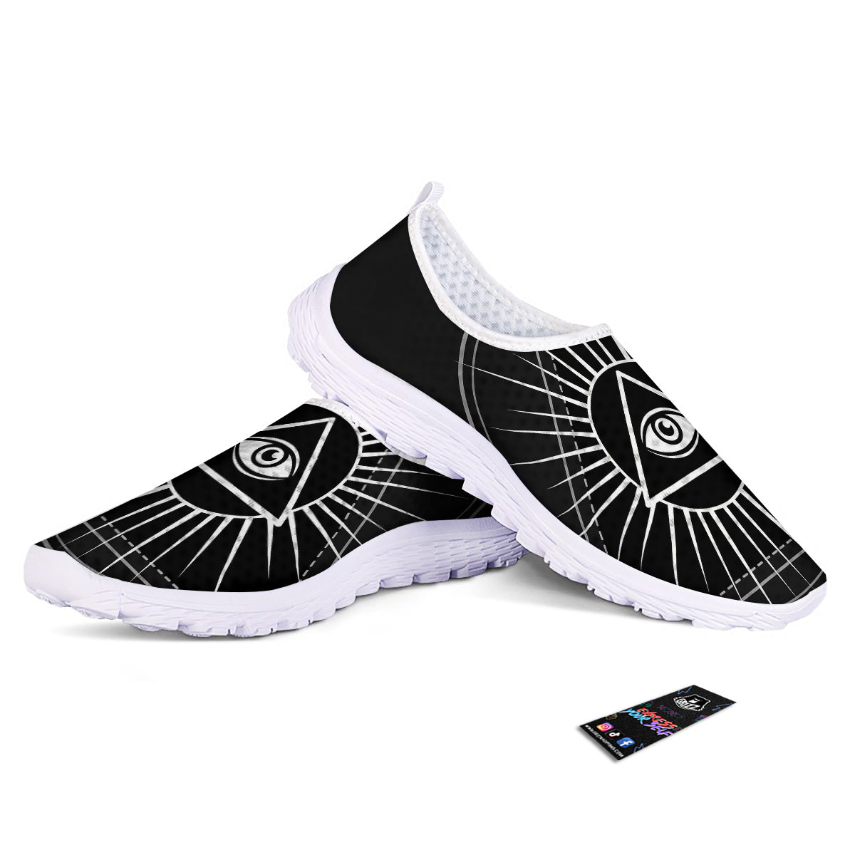 All Seeing Eye White And Black Print Nurse Shoes-grizzshop