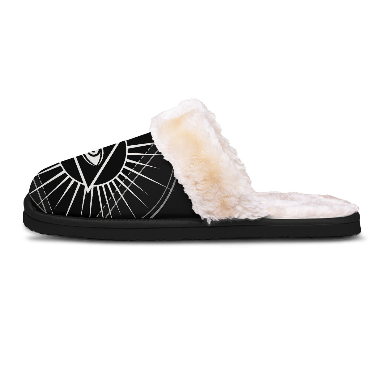 All Seeing Eye White And Black Print Slippers-grizzshop