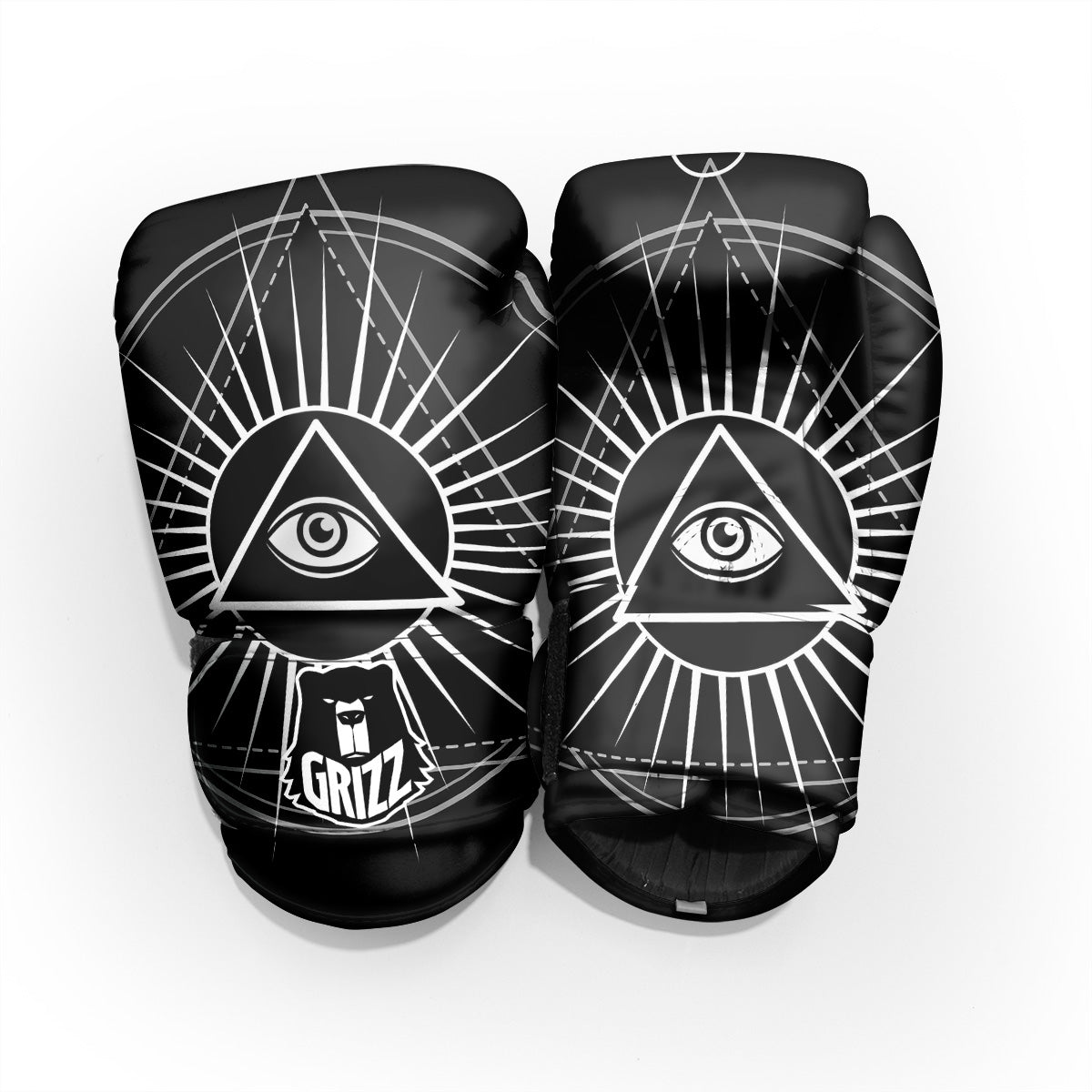 All Seeing Eye White And Black Print Pro Boxing Glove