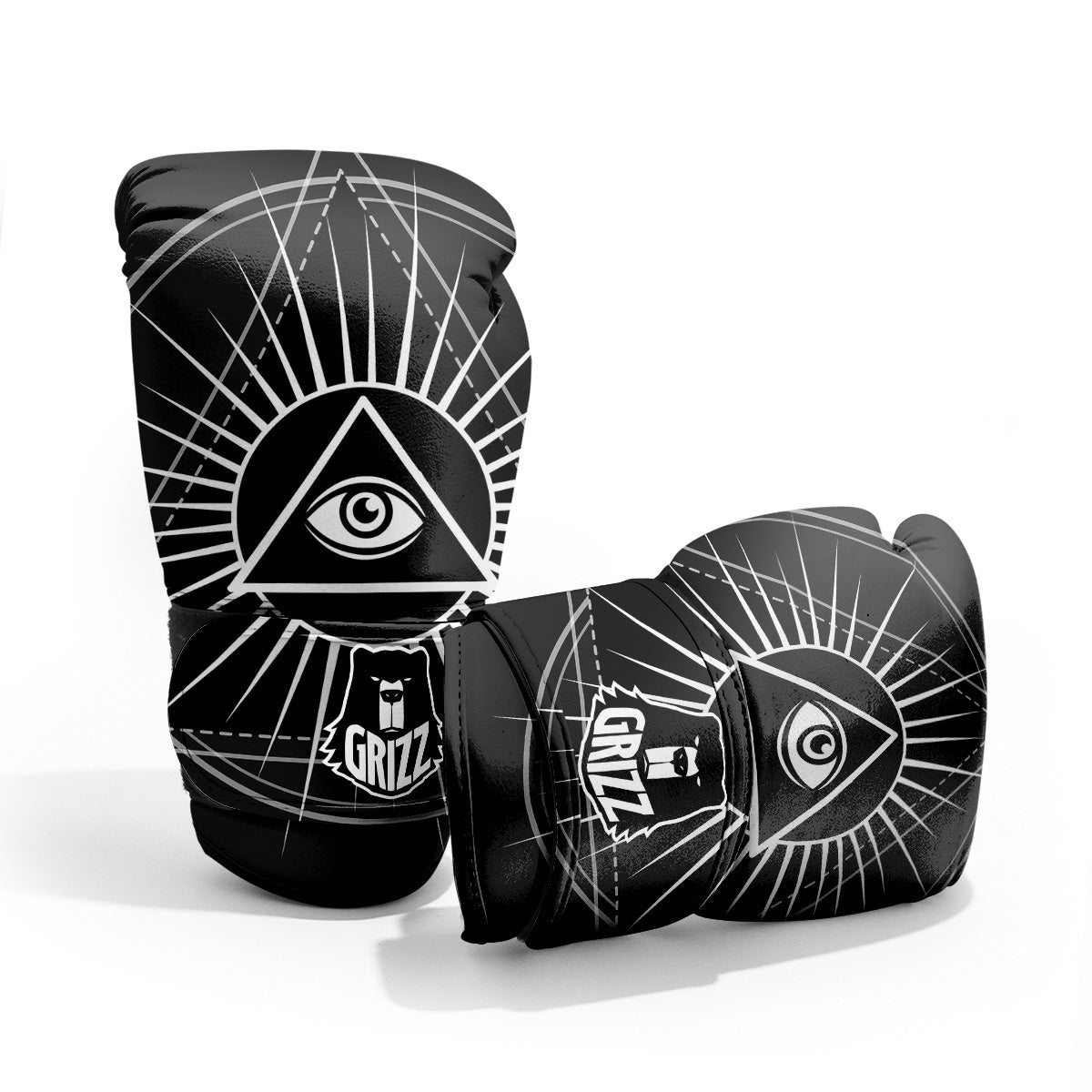 All Seeing Eye White And Black Print Pro Boxing Glove