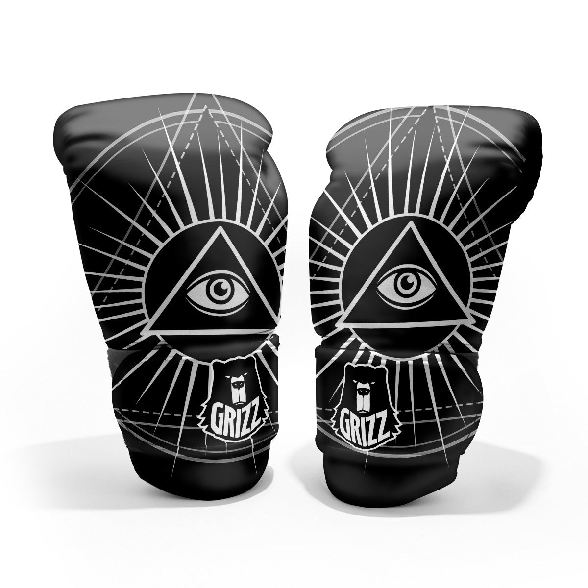 All Seeing Eye White And Black Print Pro Boxing Glove