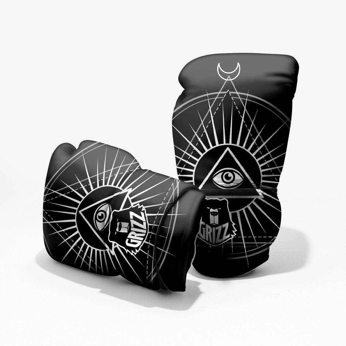All Seeing Eye White And Black Print Pro Boxing Glove