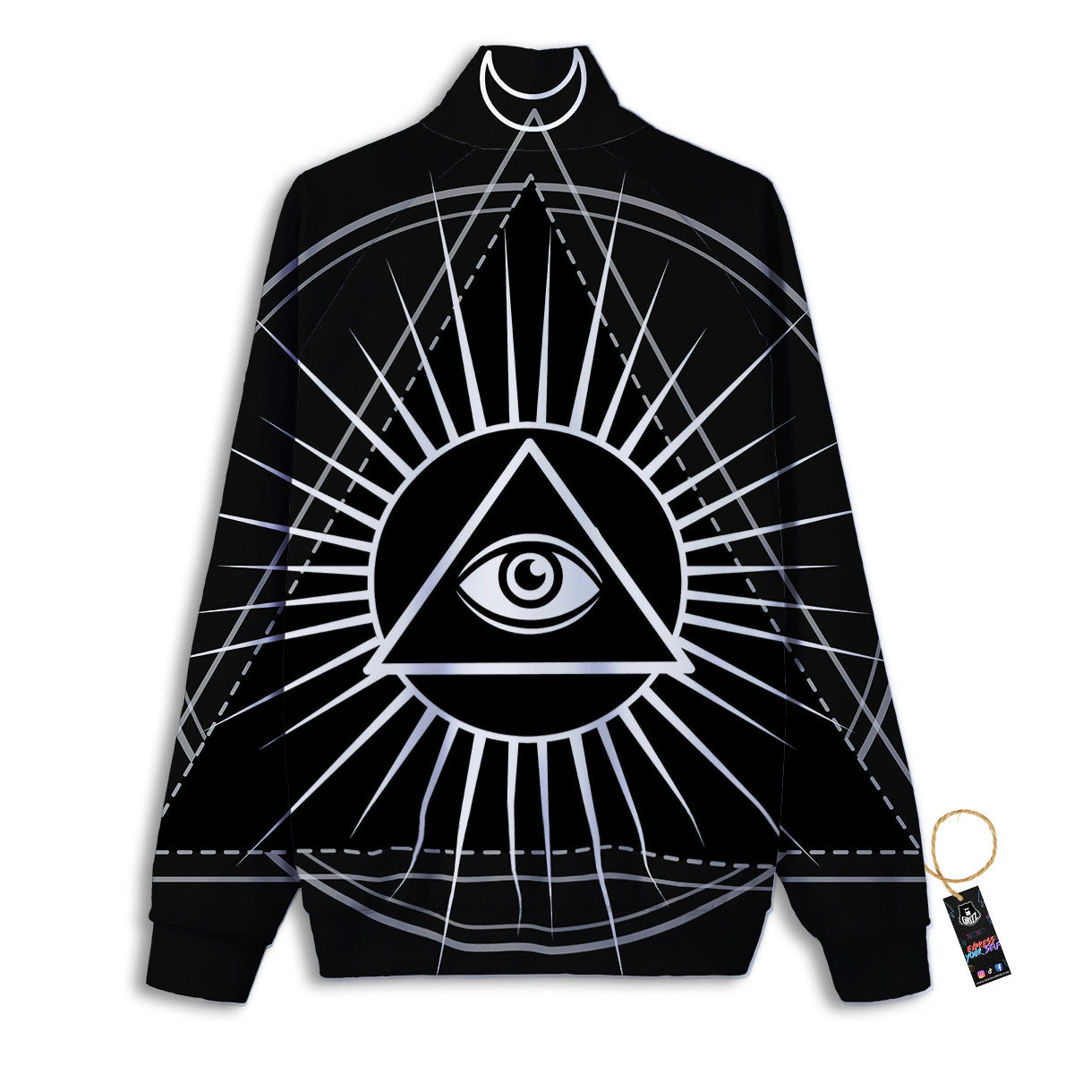 All Seeing Eye White And Black Print Track Jacket-grizzshop