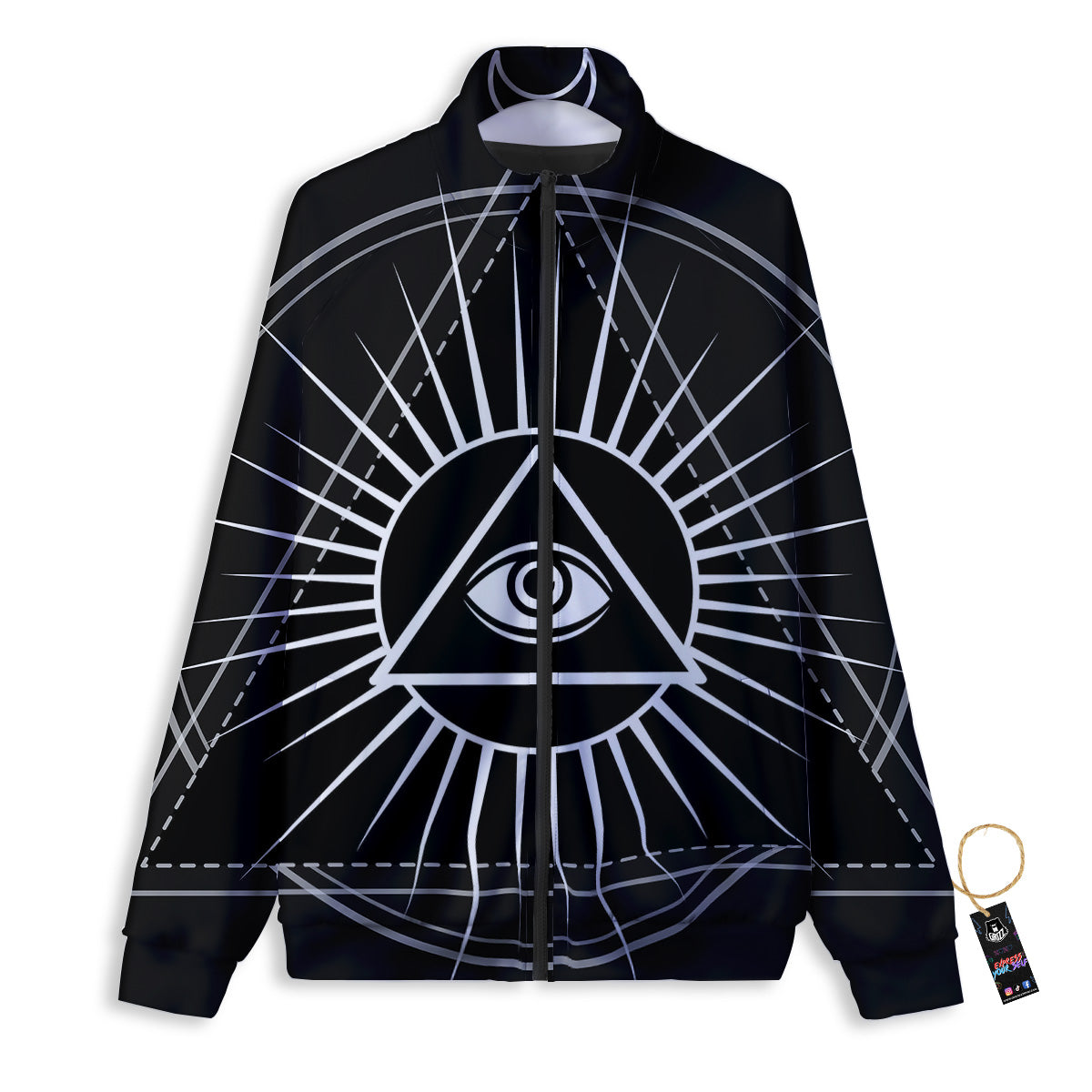All Seeing Eye White And Black Print Track Jacket-grizzshop