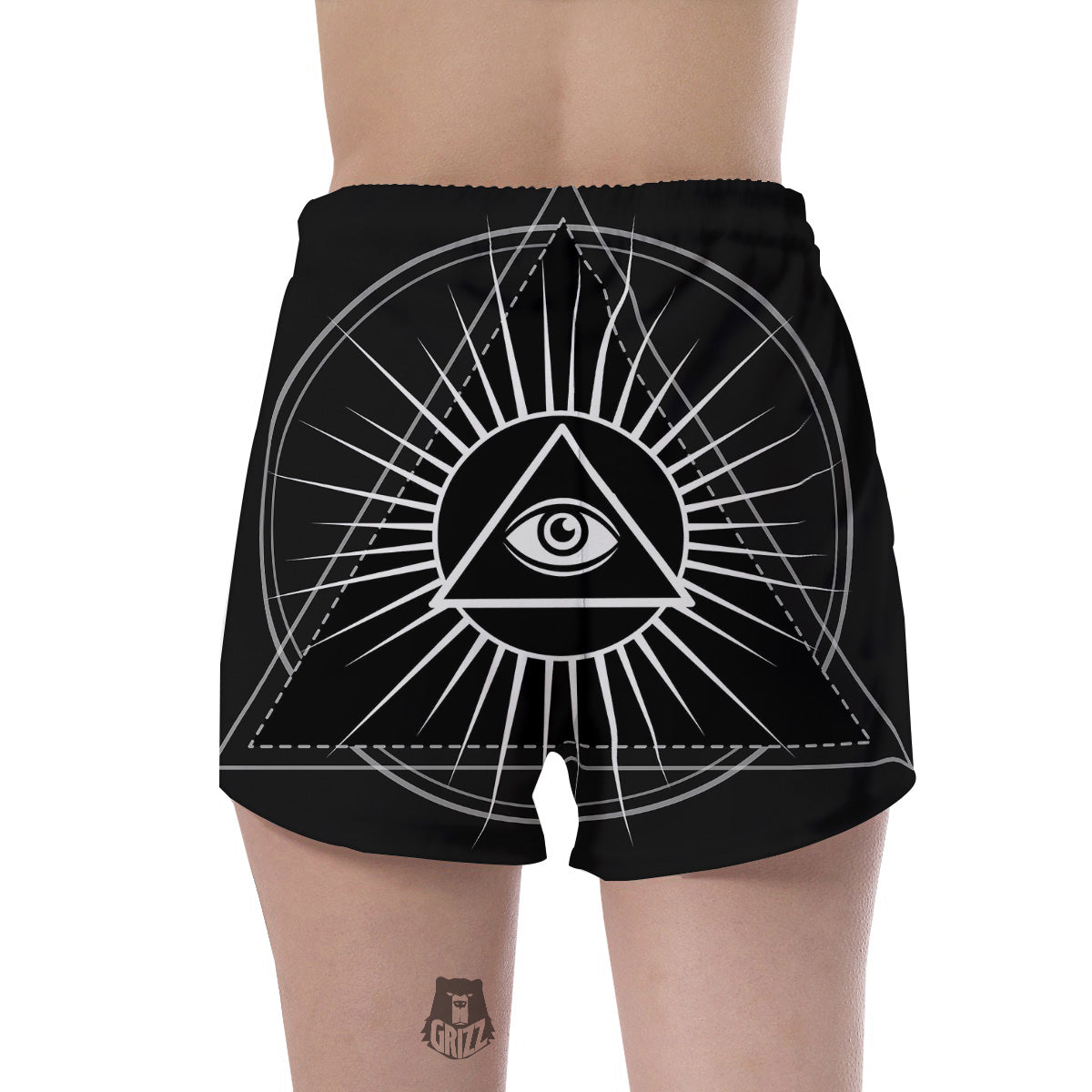 All Seeing Eye White And Black Print Women's Shorts-grizzshop