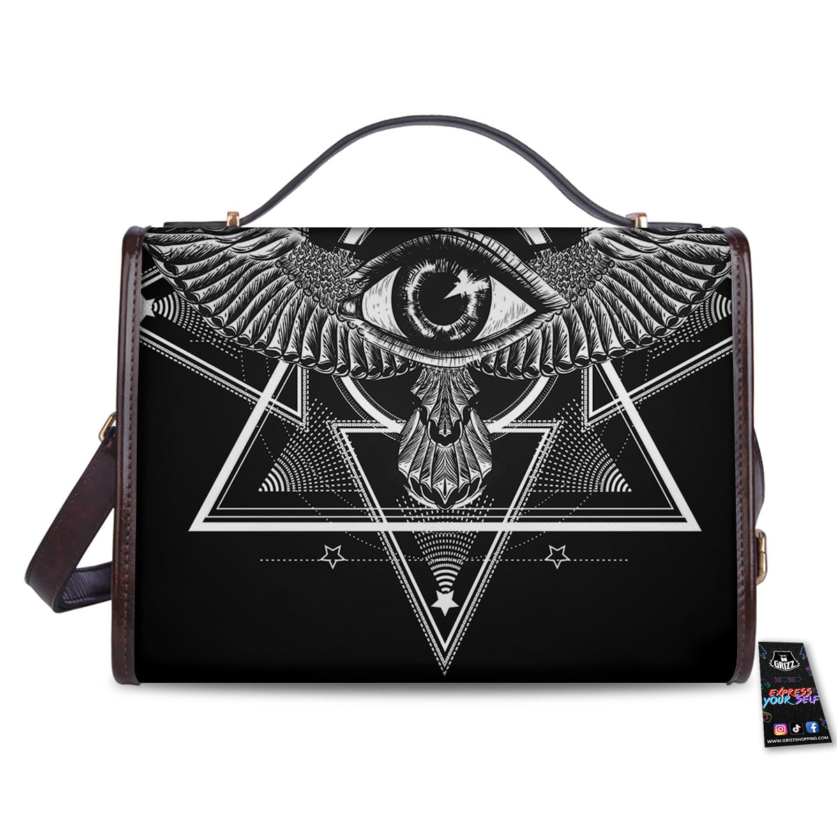All Seeing Eye Black And Silver Print Women's Satchel Bag