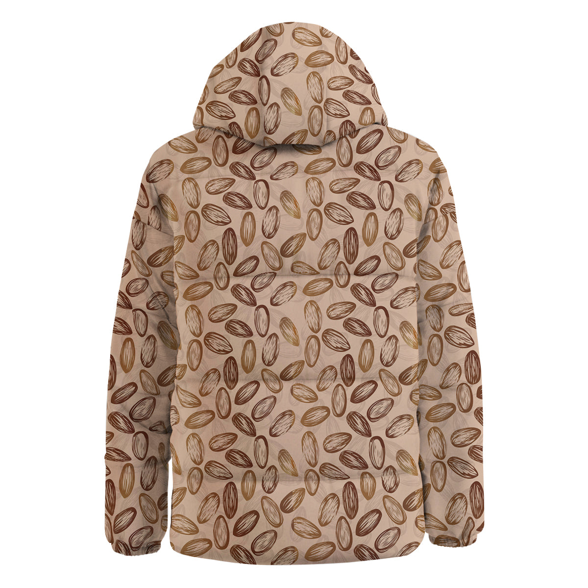 Almond Beige Print Pattern Down Jacket-grizzshop