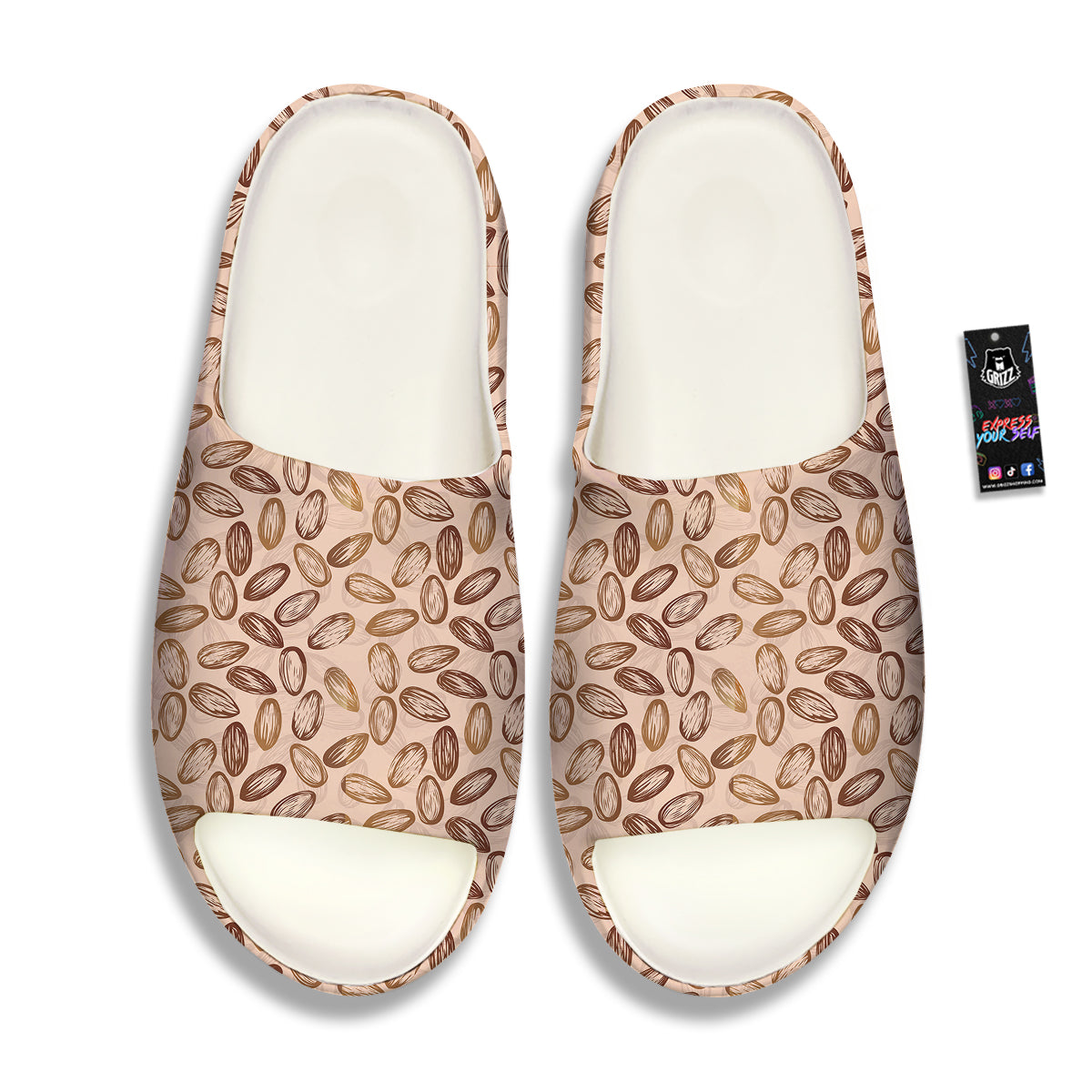 Almond Beige Print Pattern Sandals-grizzshop
