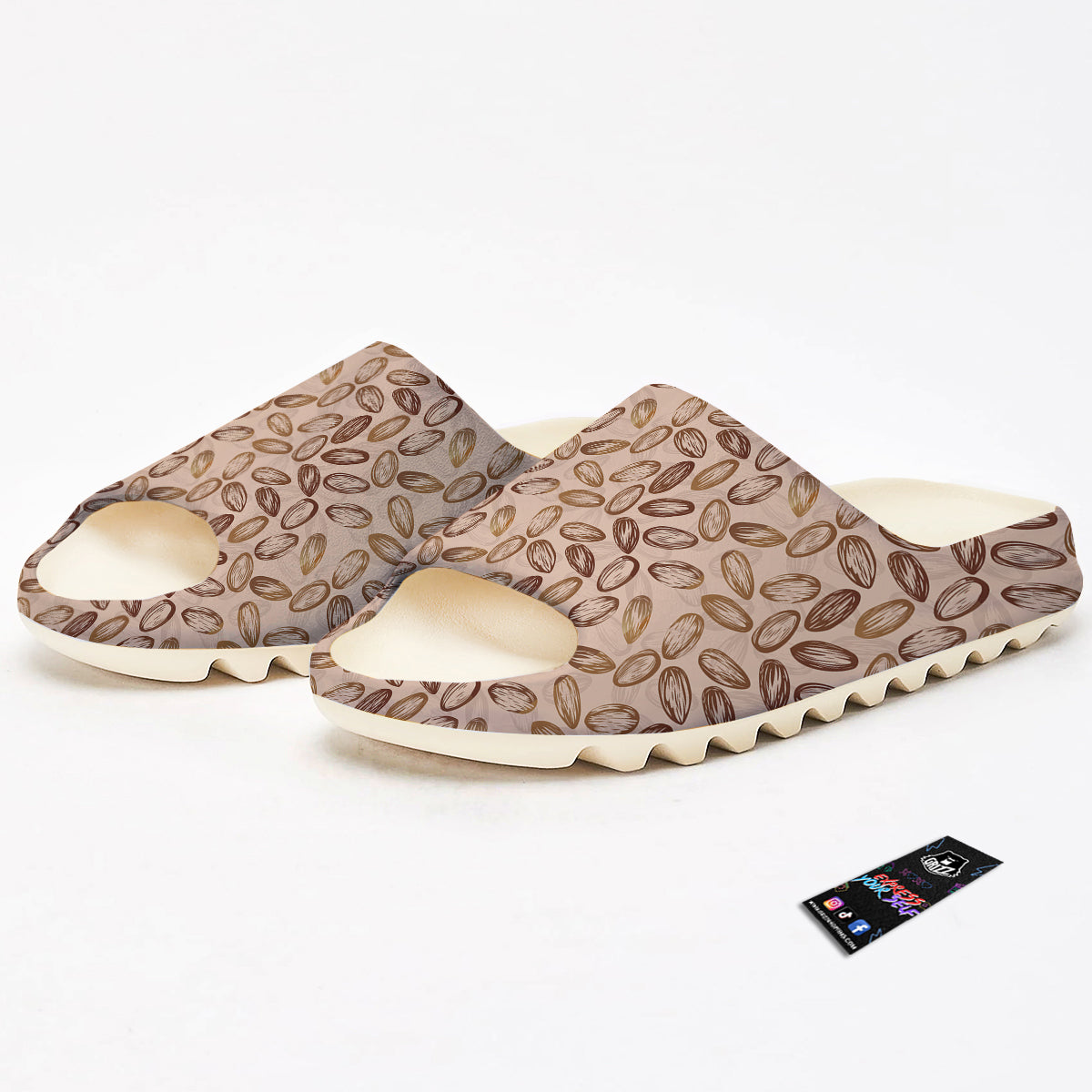 Almond Beige Print Pattern Sandals-grizzshop