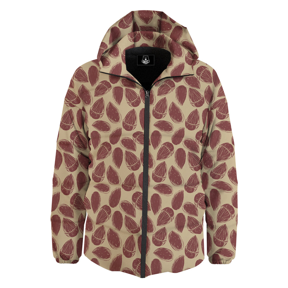Almond Vintage Print Pattern Down Jacket-grizzshop