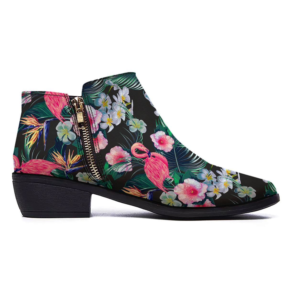 Aloha Flamingo Tropical Print Pattern Ankle Boots-grizzshop