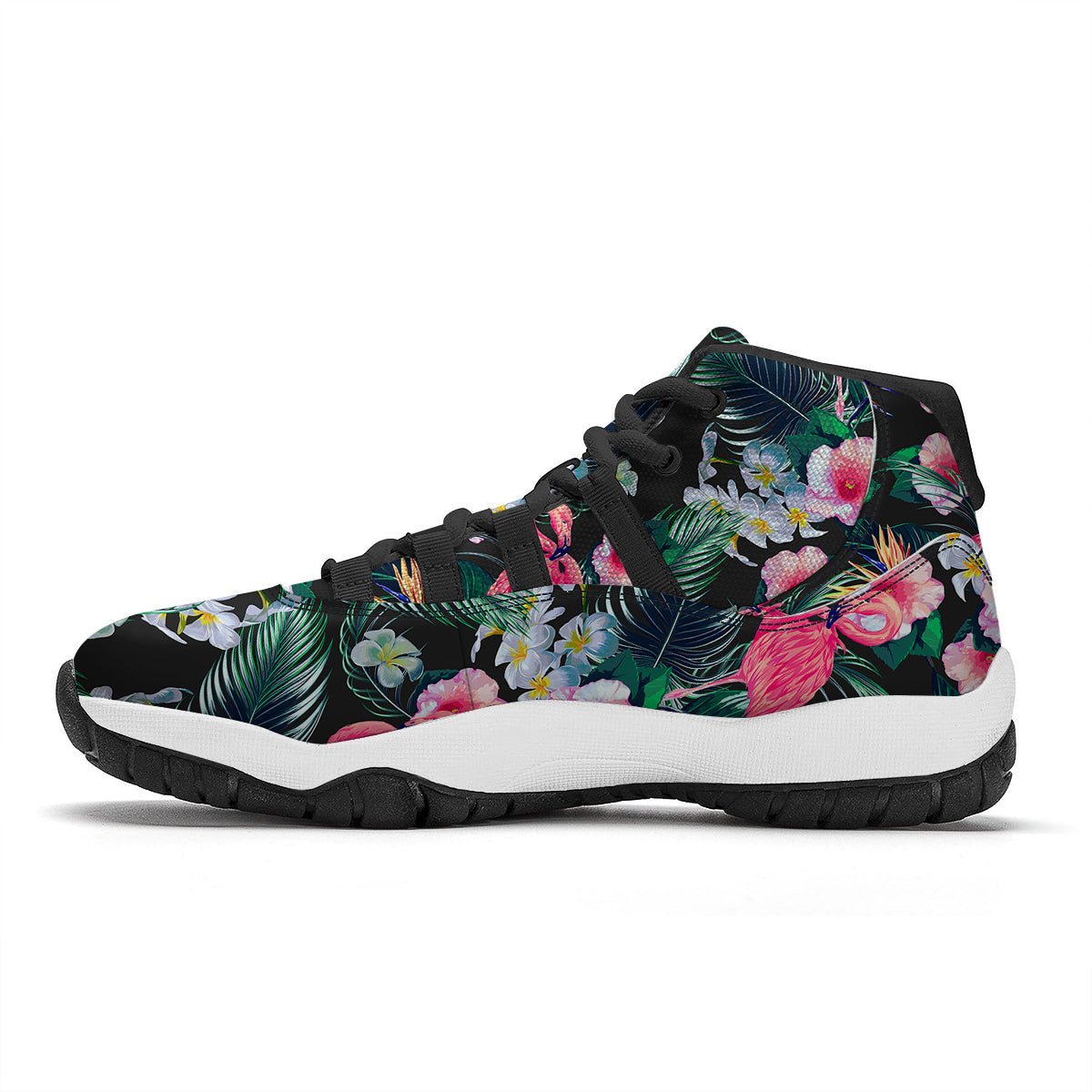 Aloha Flamingo Tropical Print Pattern Black Bball Shoes-grizzshop
