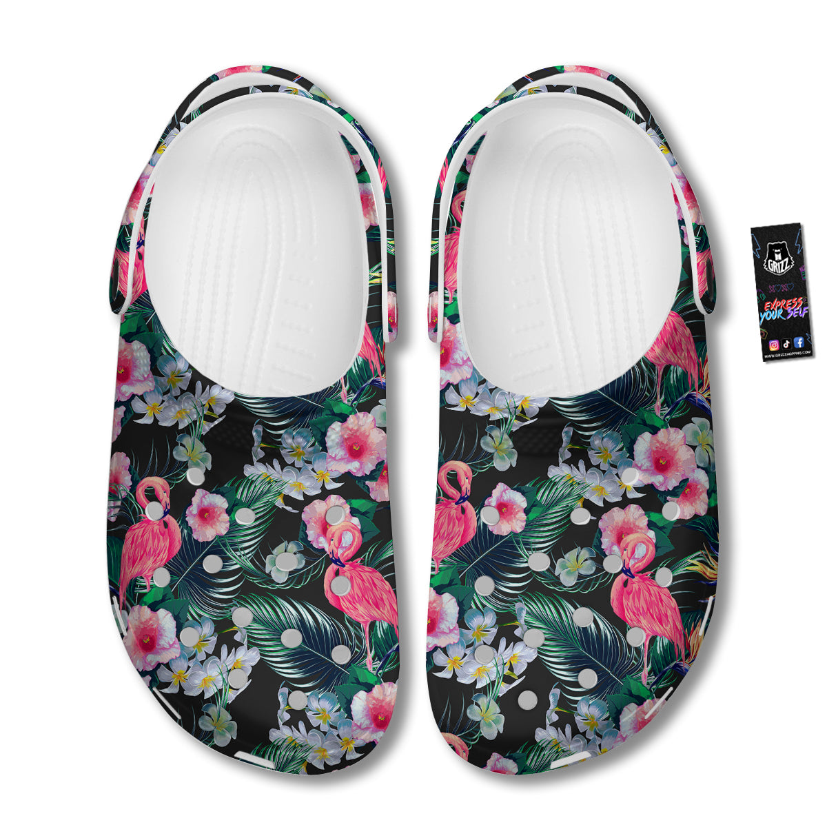 Aloha Flamingo Tropical Print Pattern Clog-grizzshop