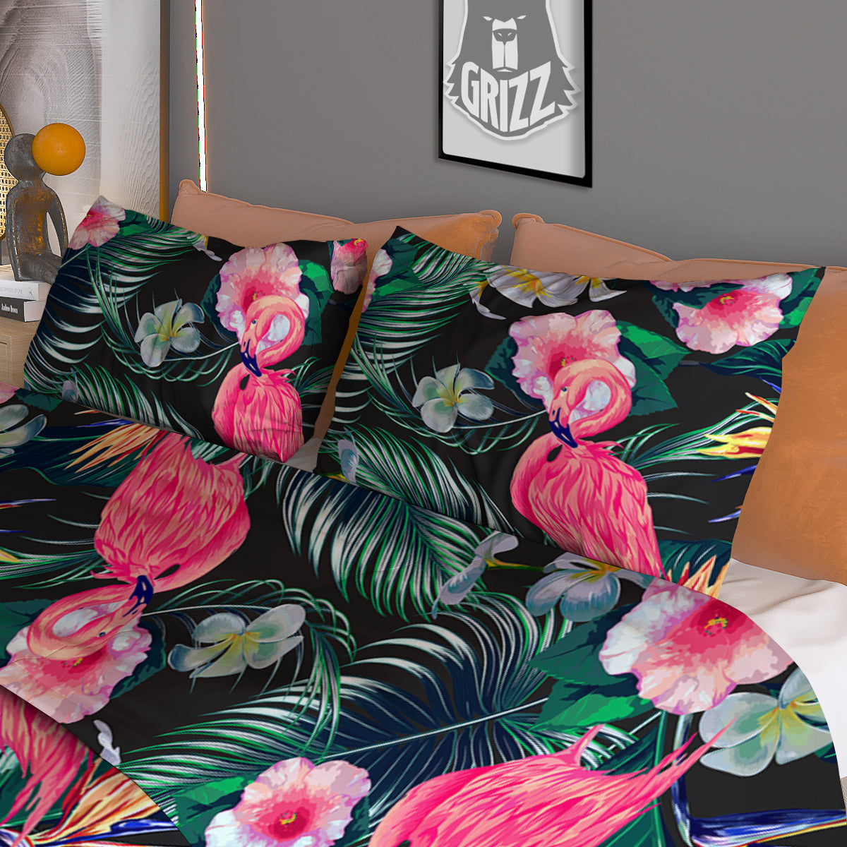 Aloha Flamingo Tropical Print Pattern Duvet Cover Bedding Set