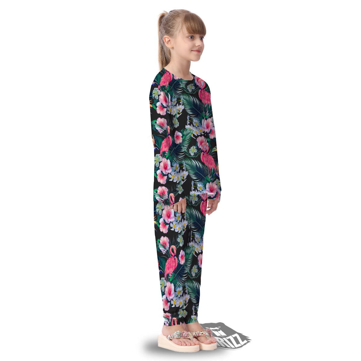 Aloha Flamingo Tropical Print Pattern Kid's Pajamas-grizzshop