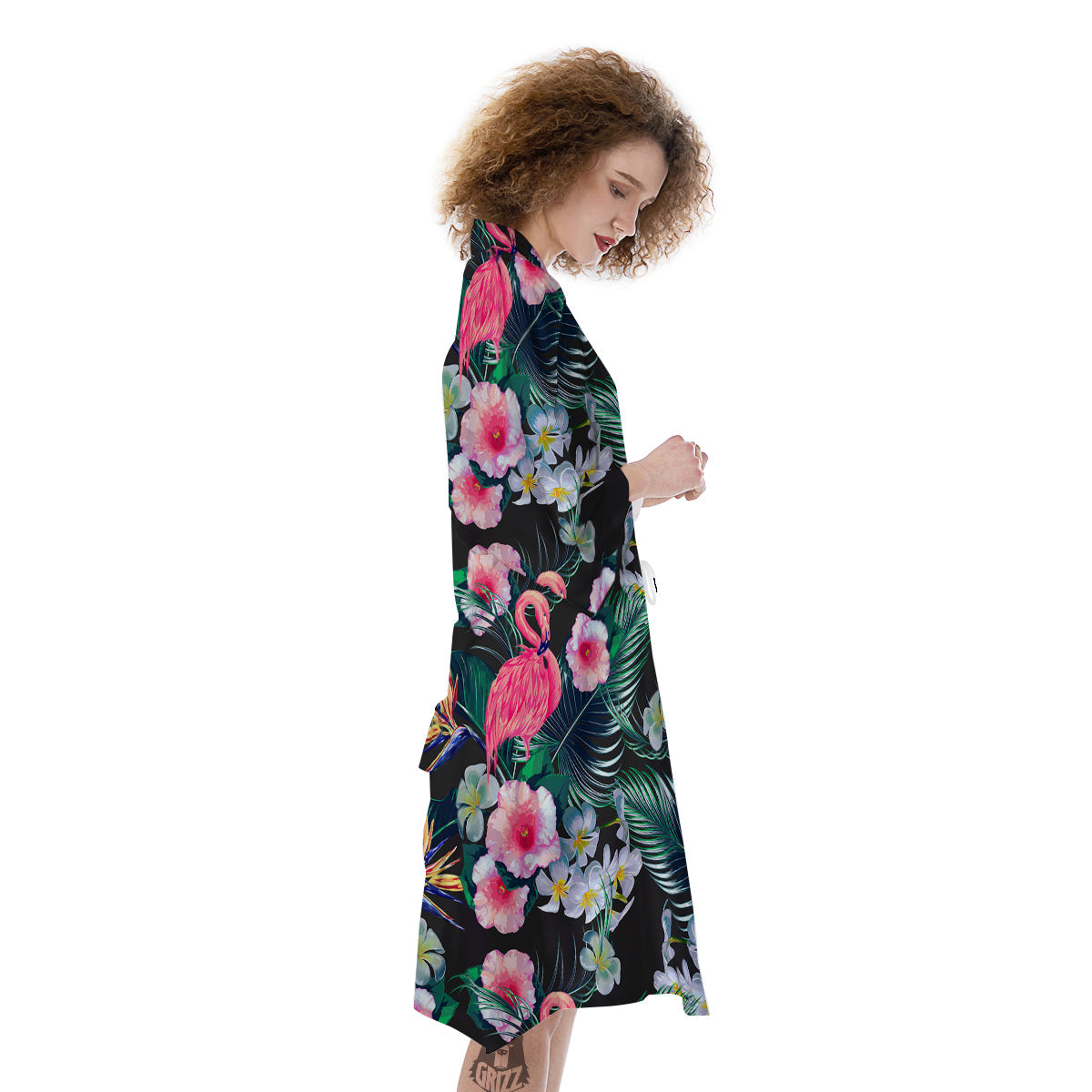 Aloha Flamingo Tropical Print Pattern Kimono-grizzshop