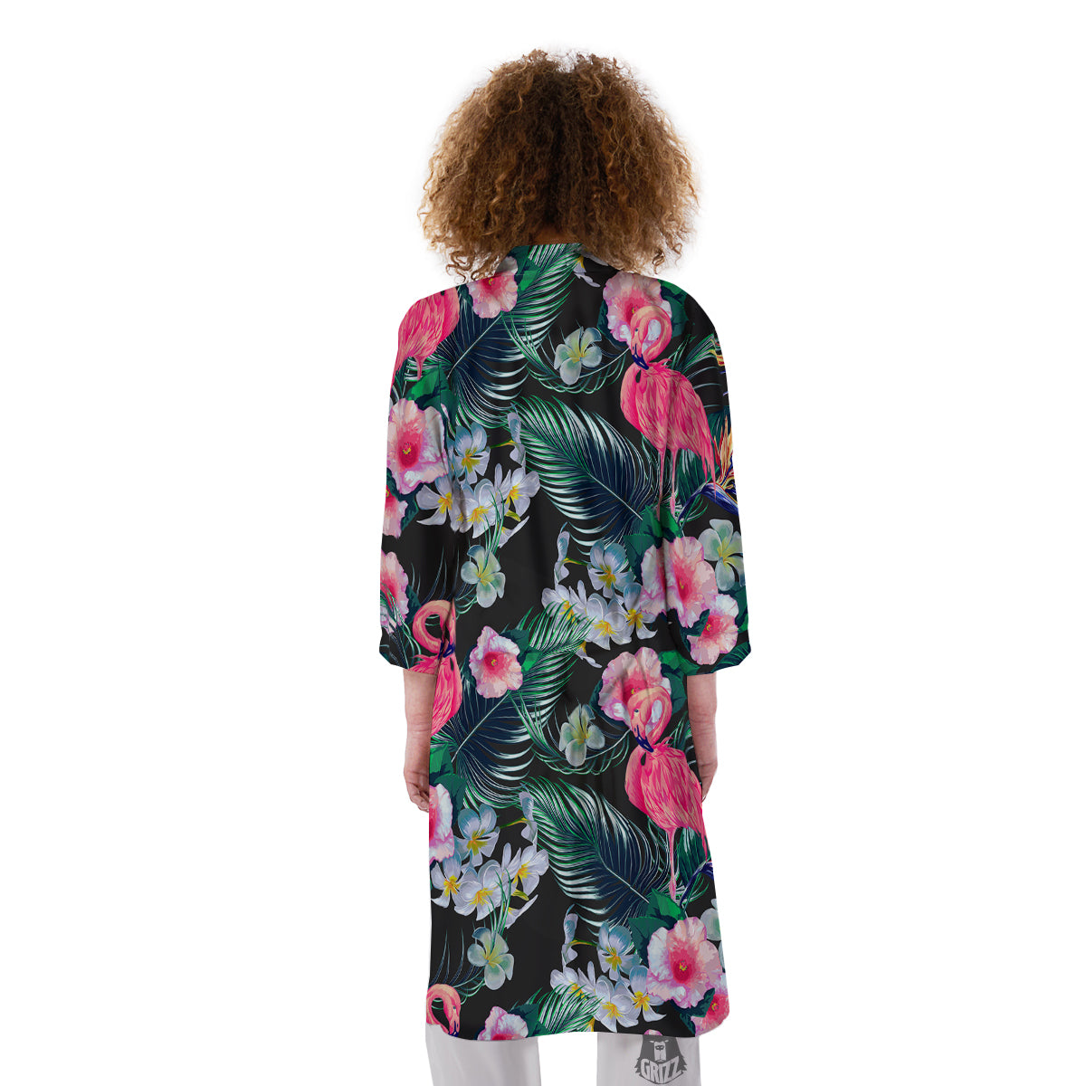 Aloha Flamingo Tropical Print Pattern Kimono-grizzshop