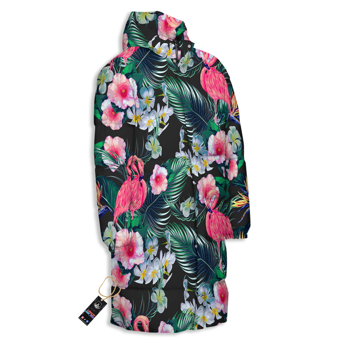 Aloha Flamingo Tropical Print Pattern Long Down Jacket-grizzshop