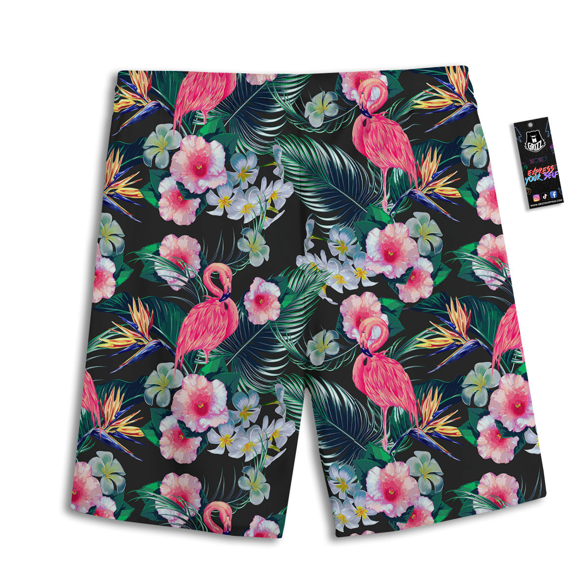 Aloha Flamingo Tropical Print Pattern Men's Athletic Shorts-grizzshop