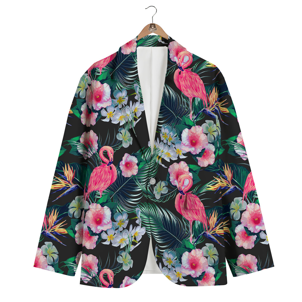Aloha Flamingo Tropical Print Pattern Men's Blazer-grizzshop