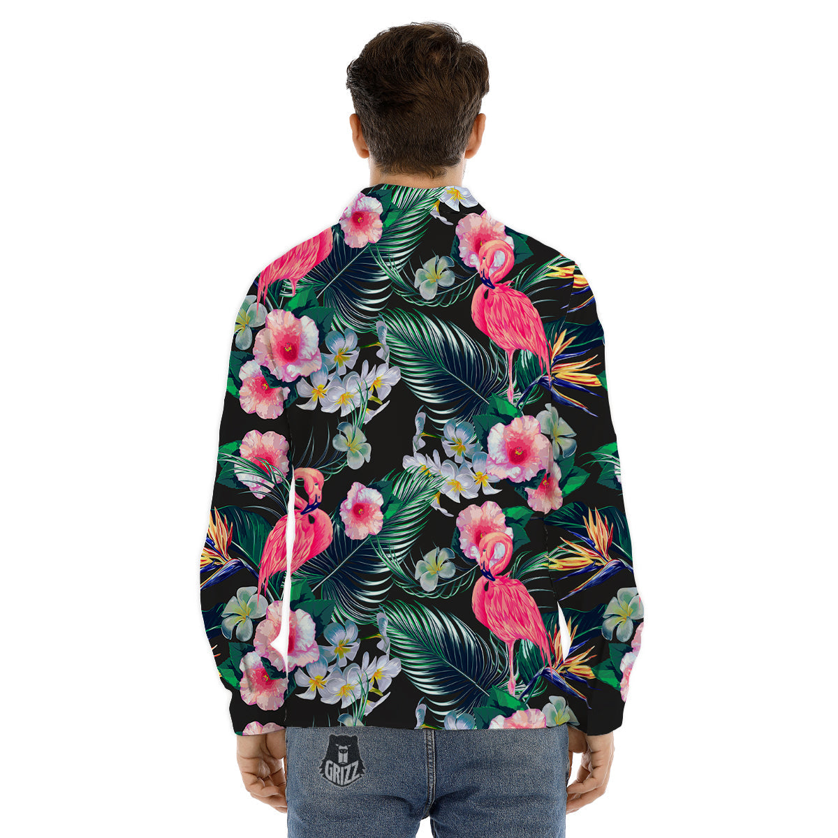 Aloha Flamingo Tropical Print Pattern Men's Dress Shirts-grizzshop