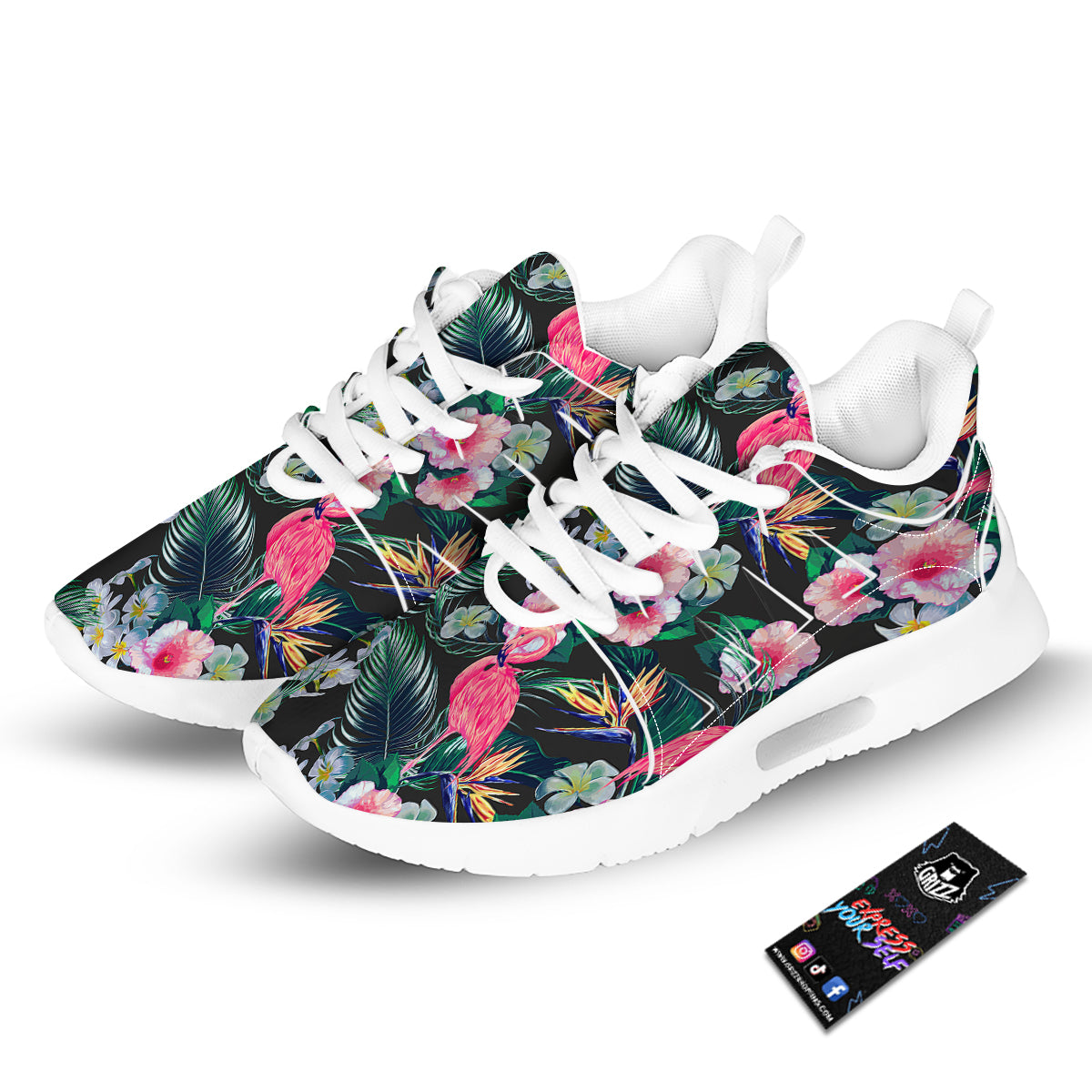 Aloha Flamingo Tropical Print Pattern Tennis Shoes-grizzshop