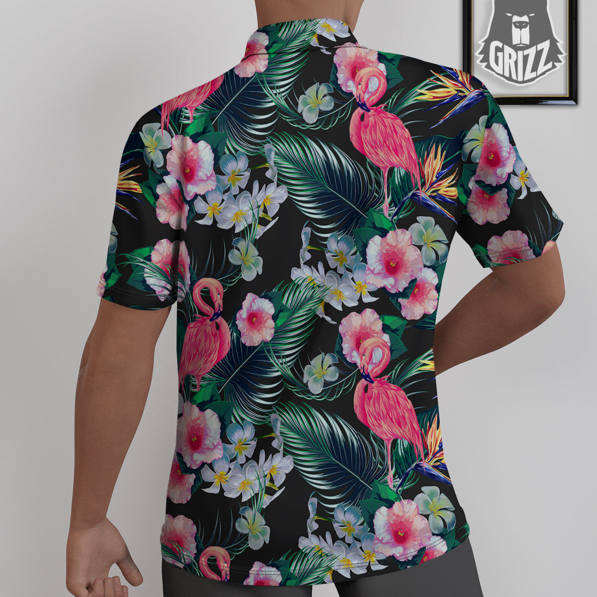 Aloha Flamingo Tropical Print Pattern Untucked Shirts-grizzshop