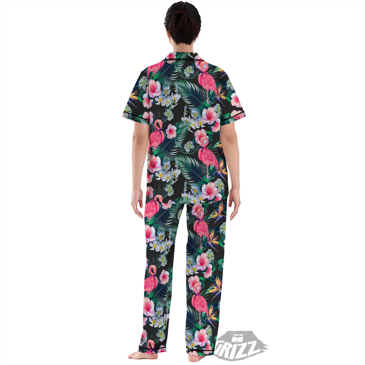 Aloha Flamingo Tropical Print Pattern Women's Pajamas Set-grizzshop