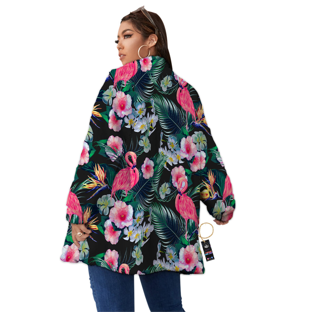 Aloha Flamingo Tropical Print Pattern Women's Sherpa Jacket-grizzshop