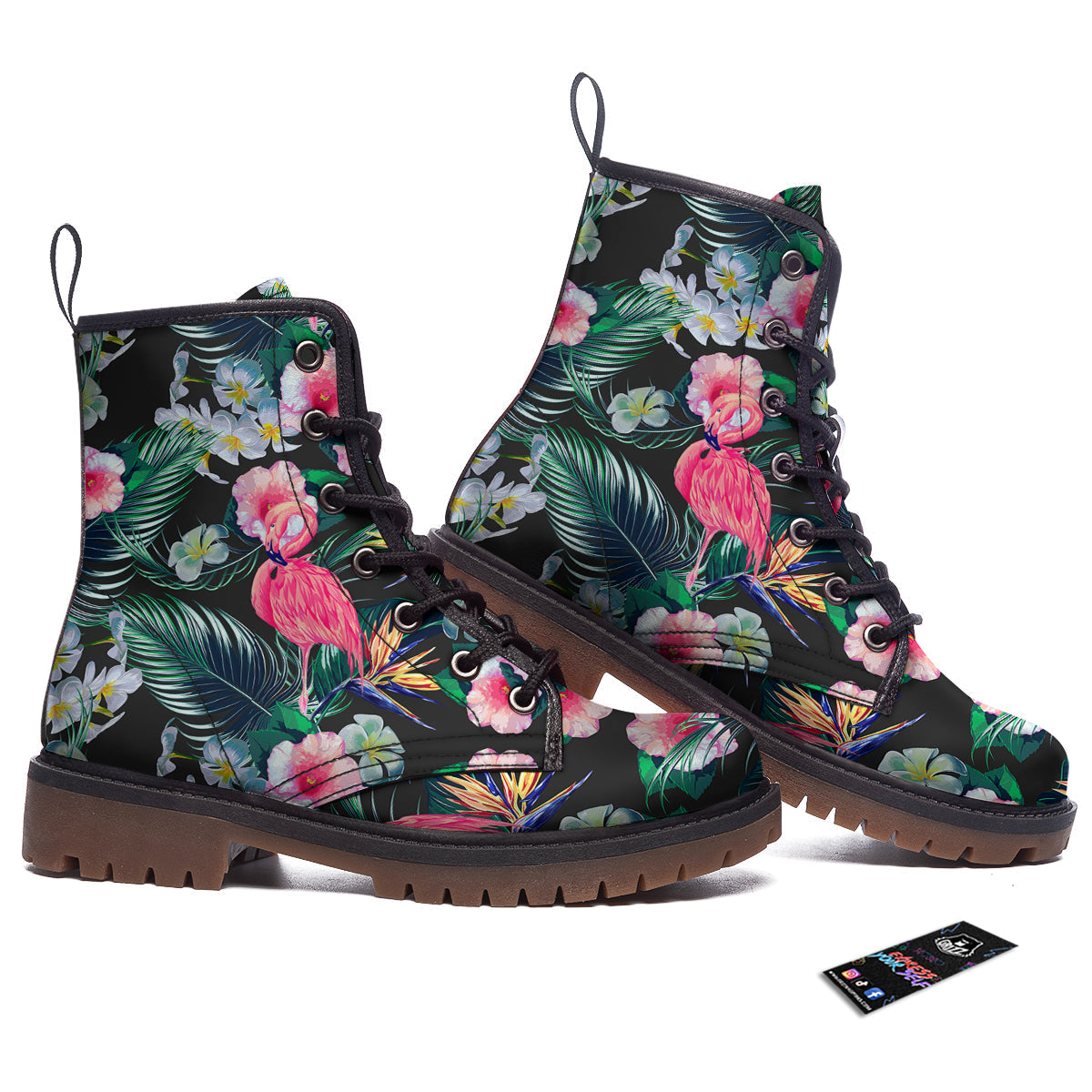 Aloha Flamingo Tropical Print Pattern Work Boots-grizzshop