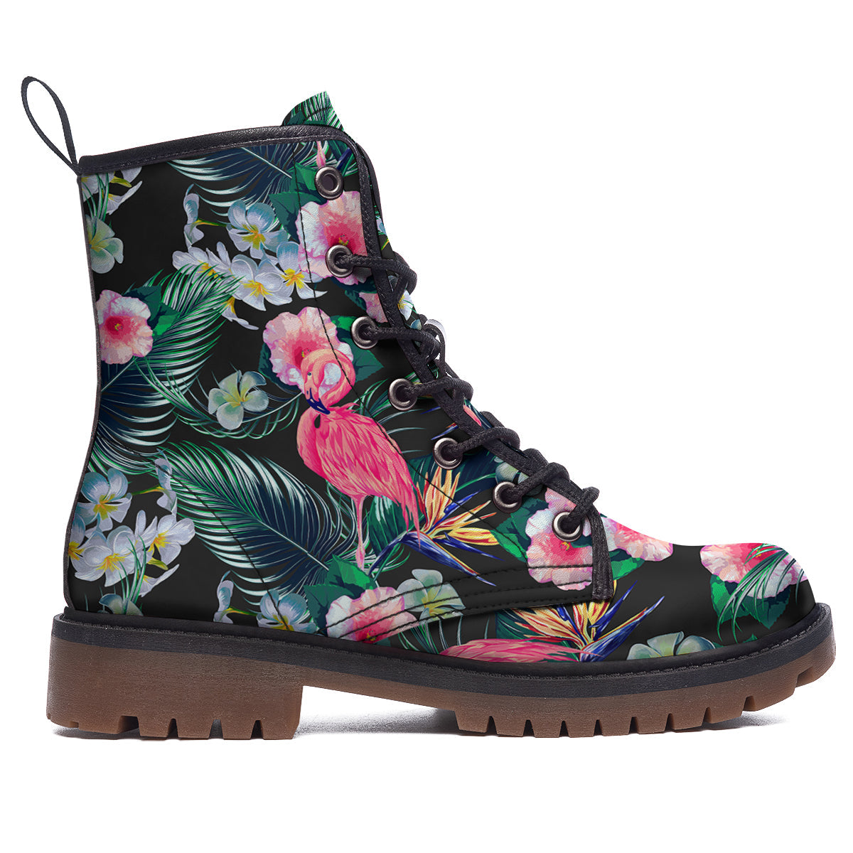 Aloha Flamingo Tropical Print Pattern Work Boots-grizzshop