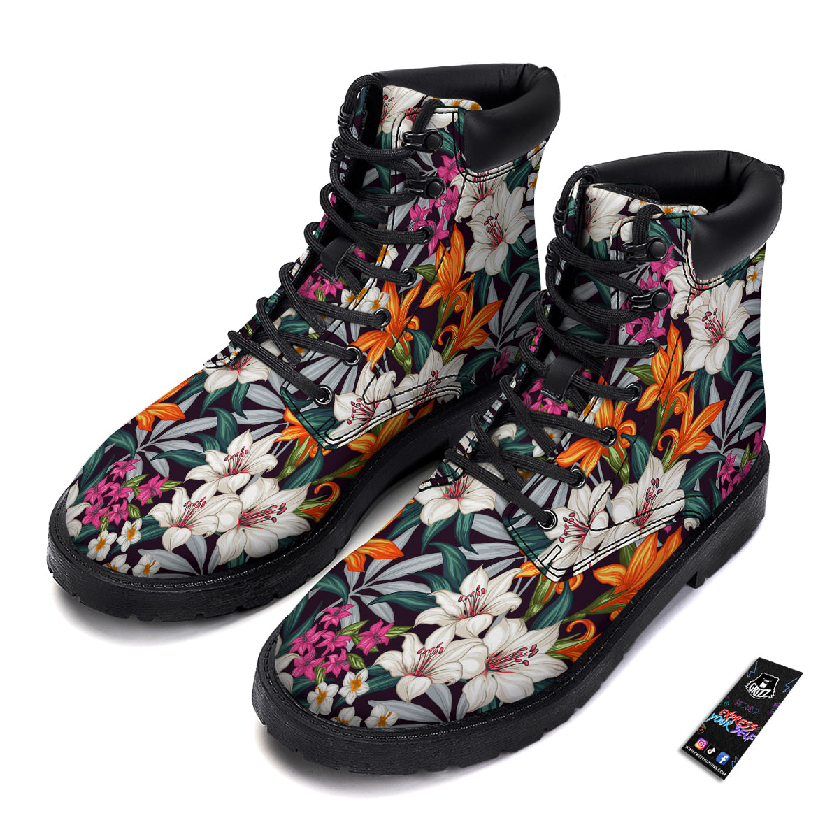 Aloha Flower Tropical Print Pattern Boots-grizzshop