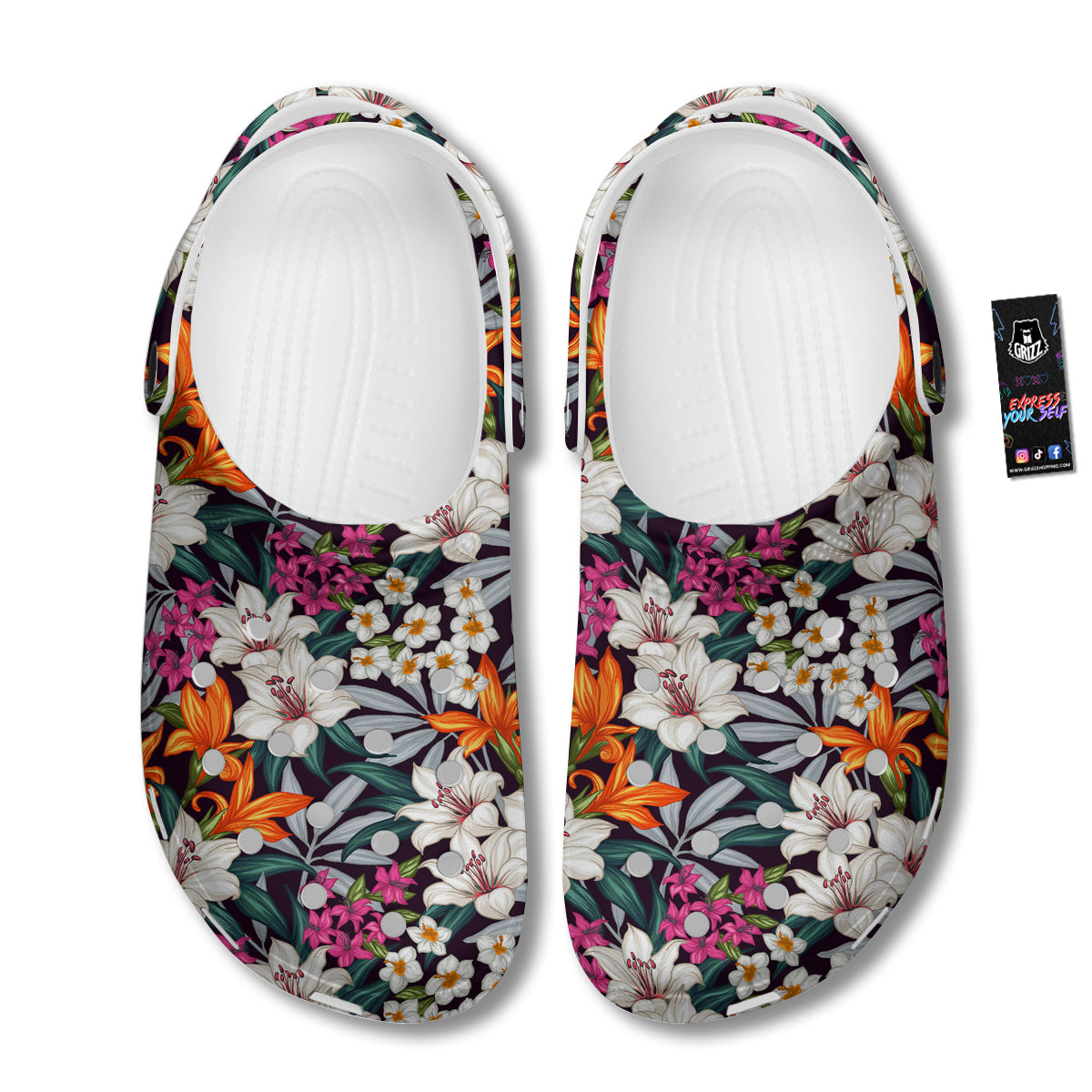 Aloha Flower Tropical Print Pattern Clog-grizzshop