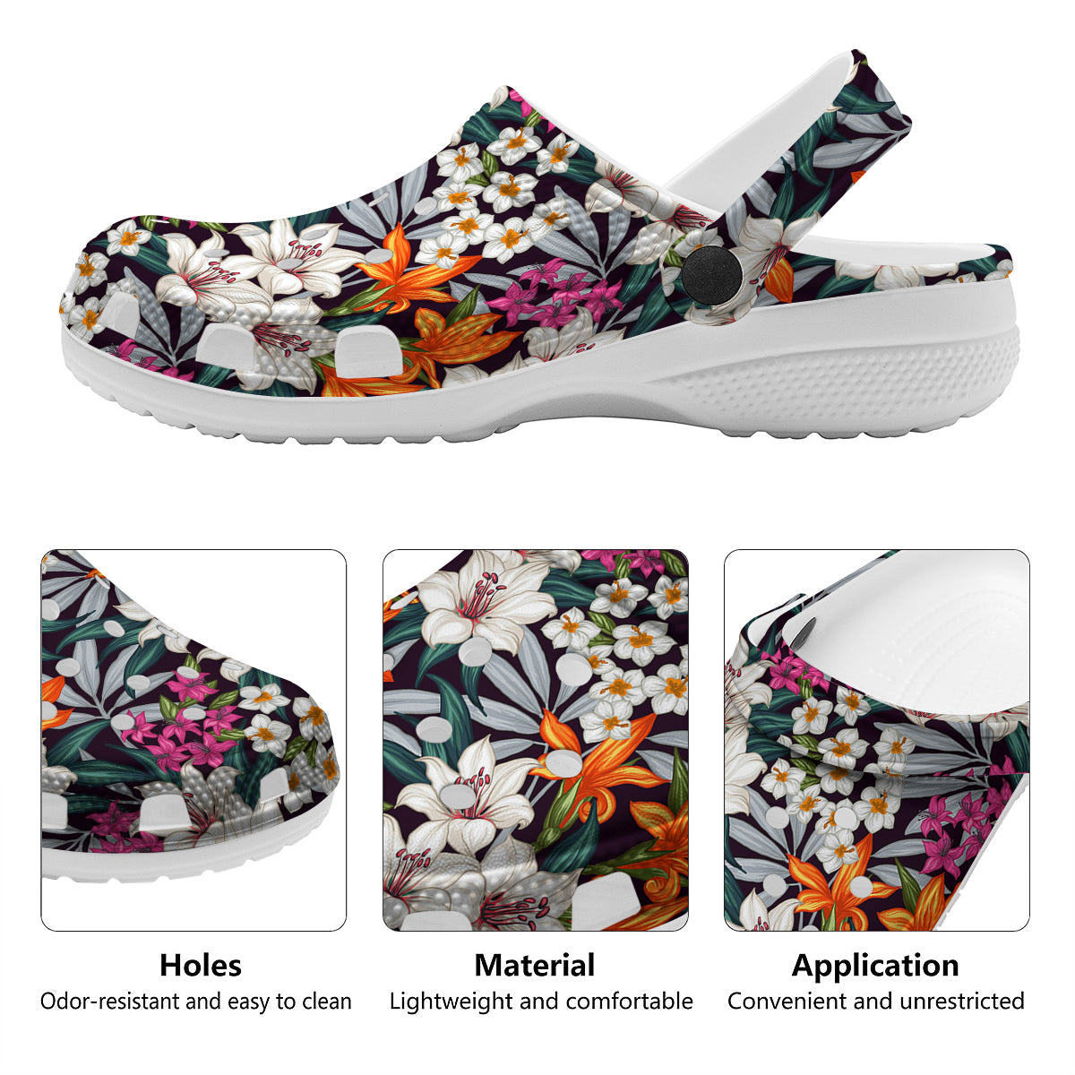 Aloha Flower Tropical Print Pattern Clog-grizzshop