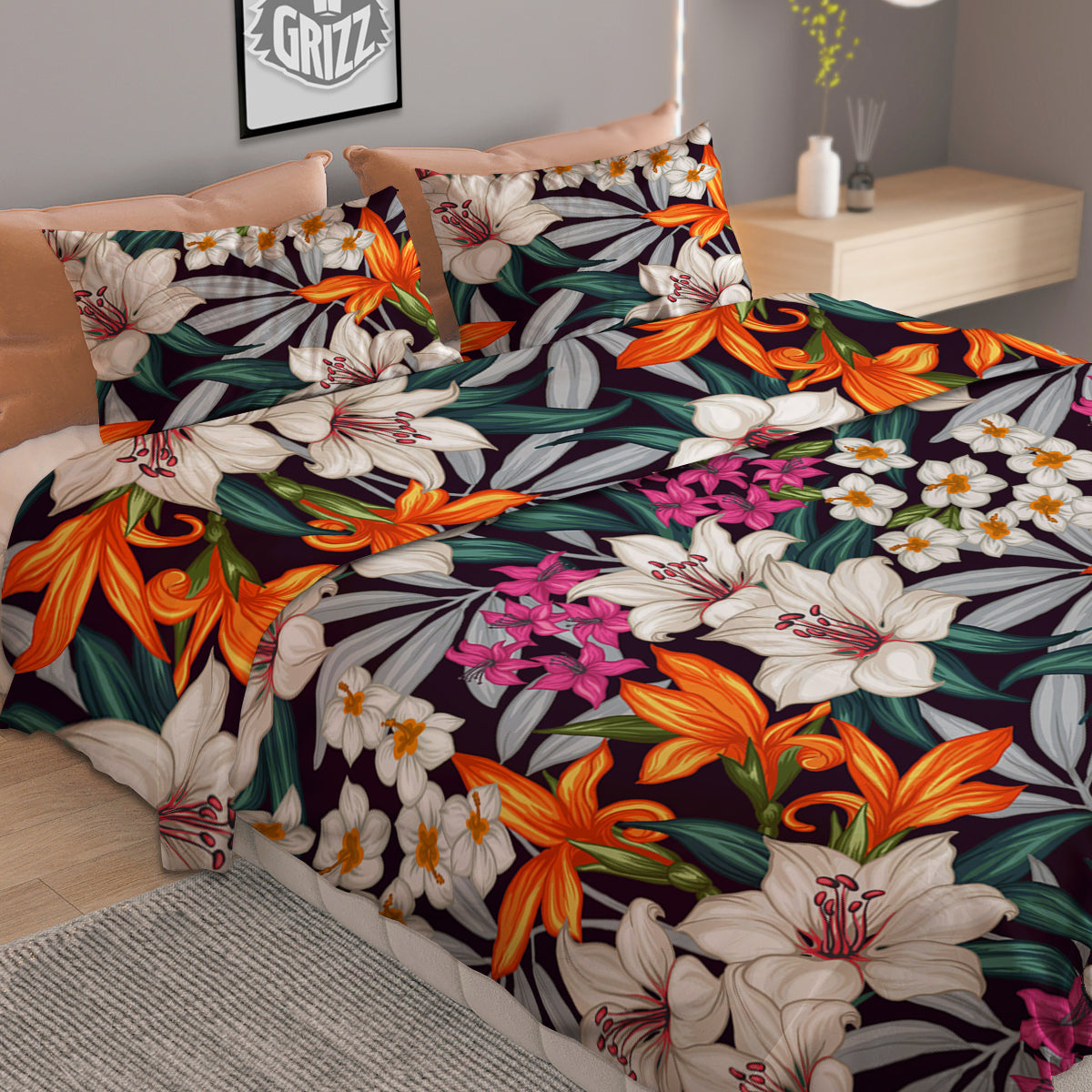 Aloha Flower Tropical Print Pattern Duvet Cover Bedding Set