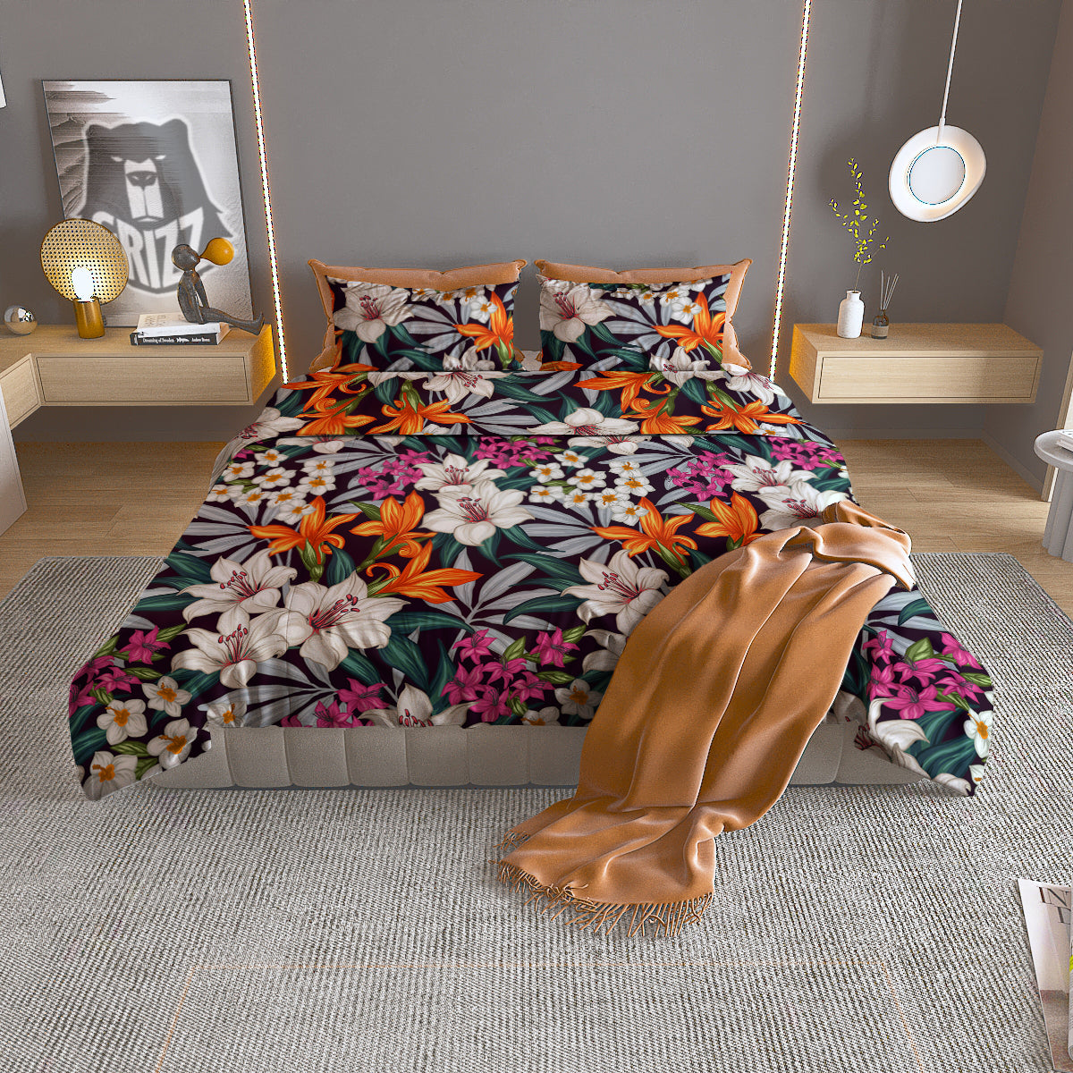 Aloha Flower Tropical Print Pattern Duvet Cover Bedding Set