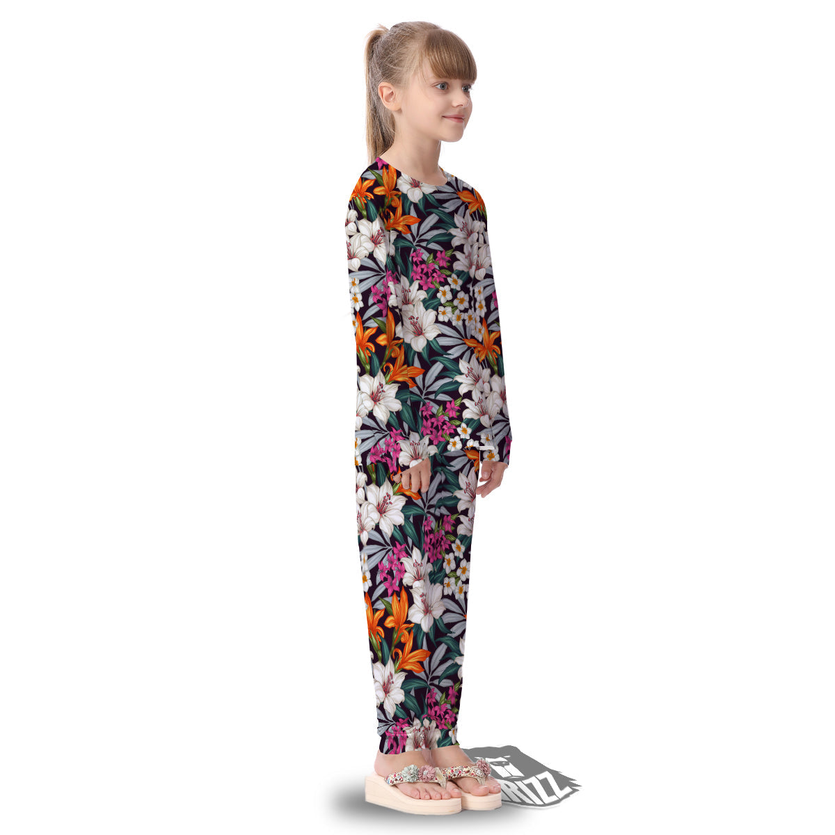 Aloha Flower Tropical Print Pattern Kid's Pajamas-grizzshop