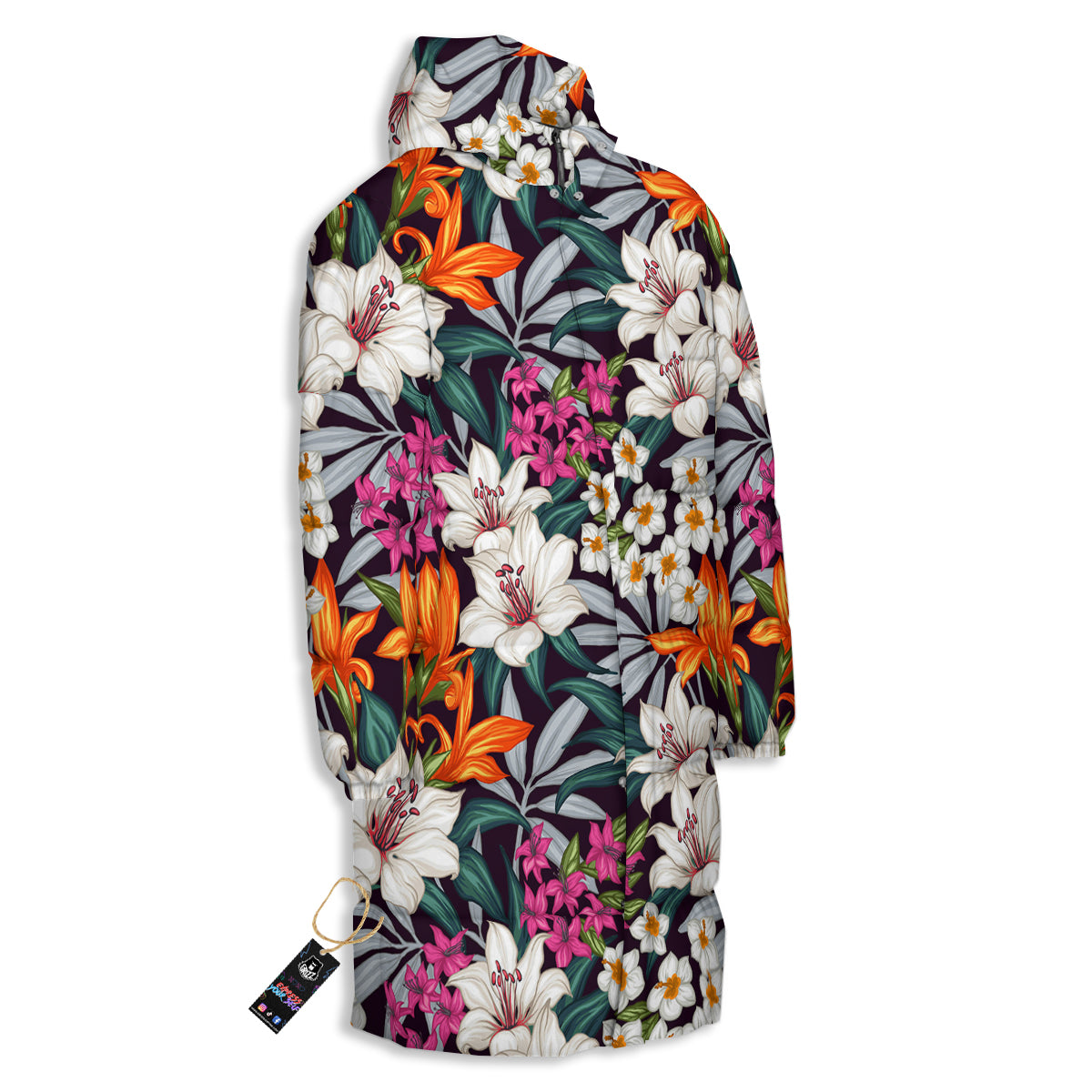 Aloha Flower Tropical Print Pattern Long Down Jacket-grizzshop