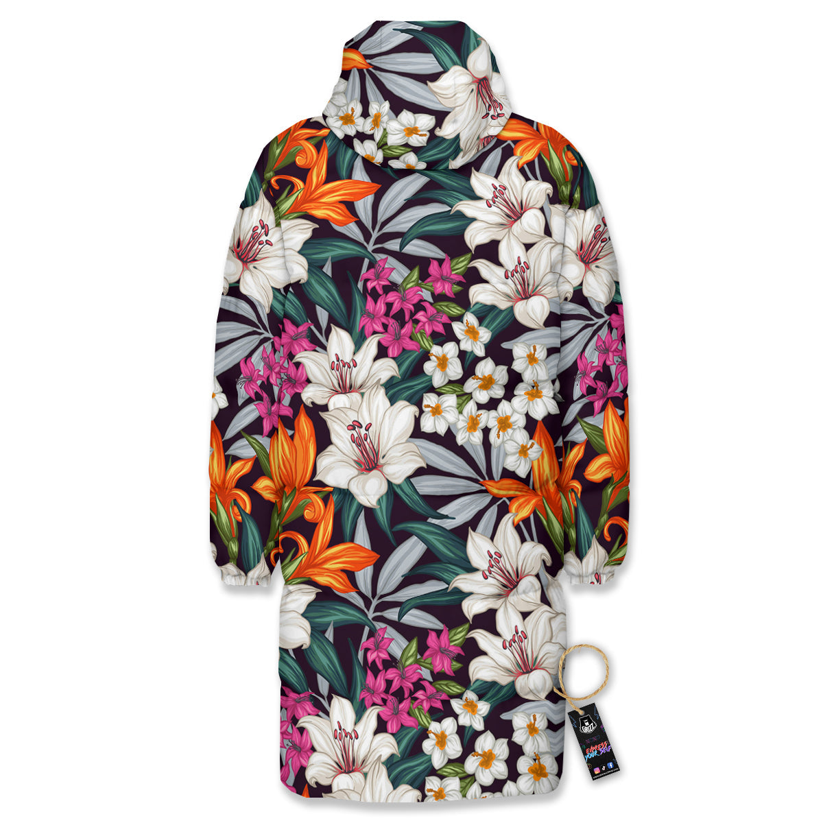 Aloha Flower Tropical Print Pattern Long Down Jacket-grizzshop