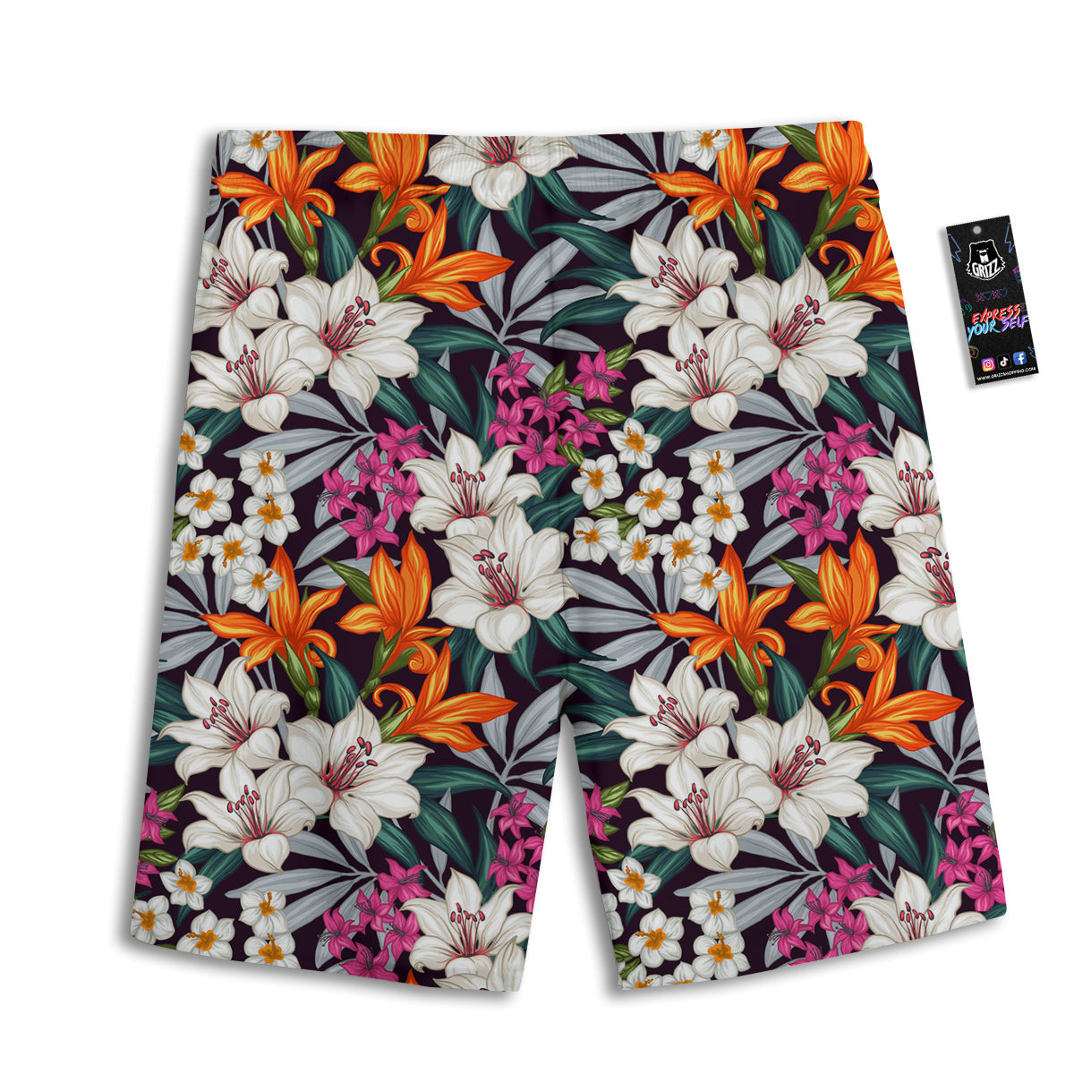 Aloha Flower Tropical Print Pattern Men's Athletic Shorts-grizzshop
