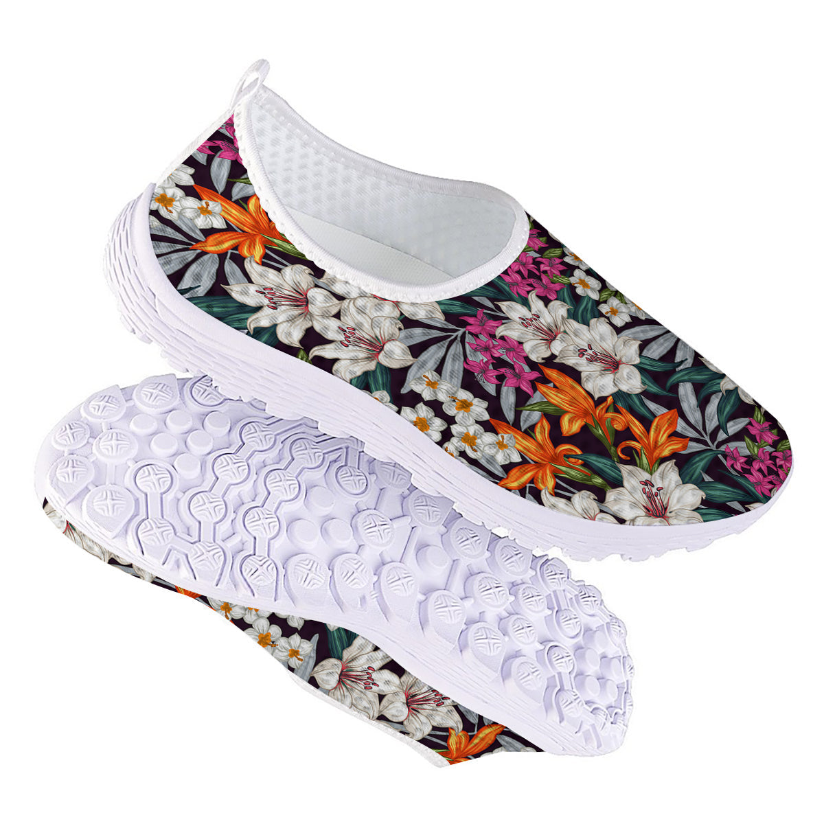 Aloha Flower Tropical Print Pattern Nurse Shoes-grizzshop