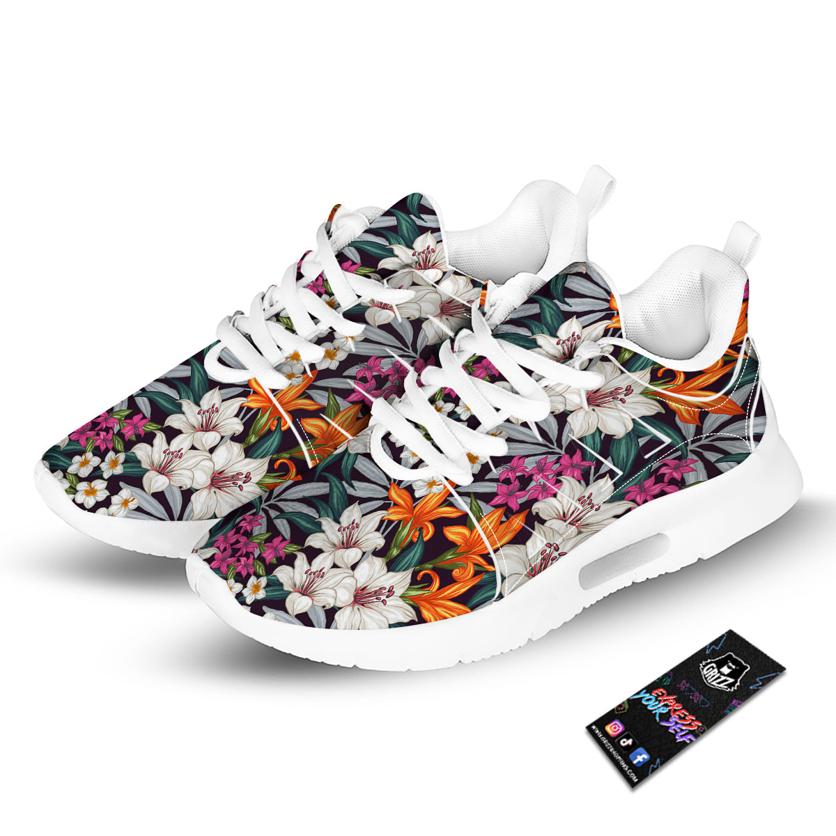 Aloha Flower Tropical Print Pattern Tennis Shoes-grizzshop