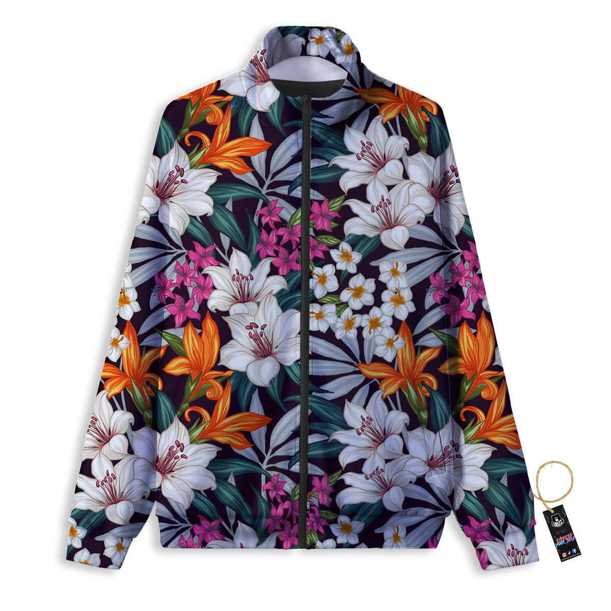 Aloha Flower Tropical Print Pattern Track Jacket-grizzshop