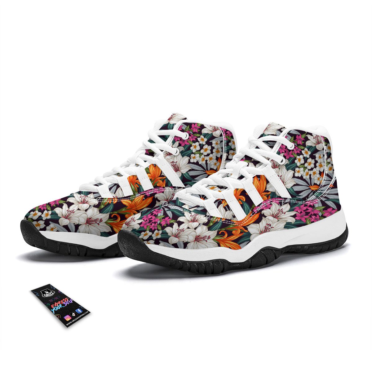 Aloha Flower Tropical Print Pattern White Bball Shoes-grizzshop
