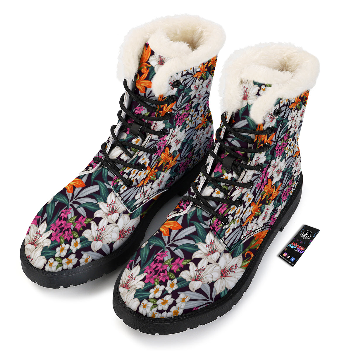 Aloha Flower Tropical Print Pattern Winter Boots-grizzshop