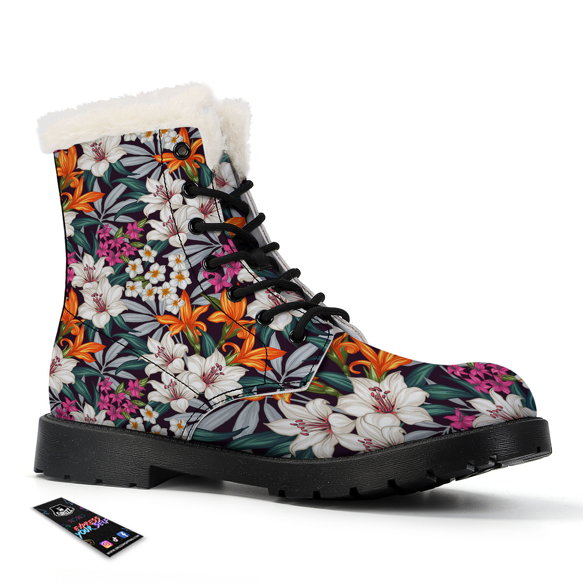 Aloha Flower Tropical Print Pattern Winter Boots-grizzshop