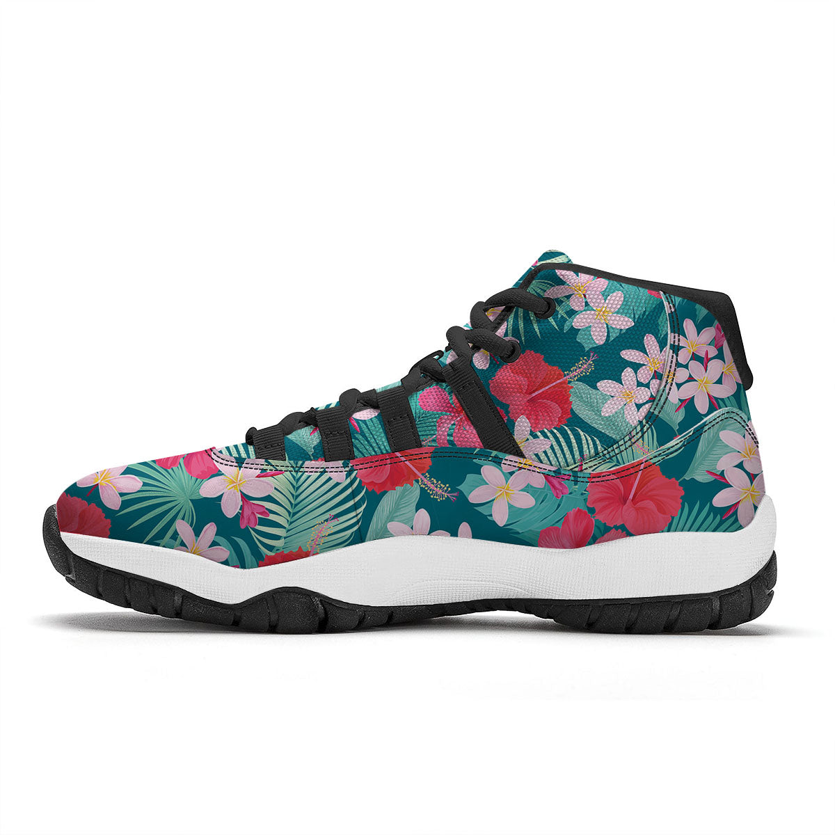 Aloha Hawaiian Flower Print Black Bball Shoes-grizzshop