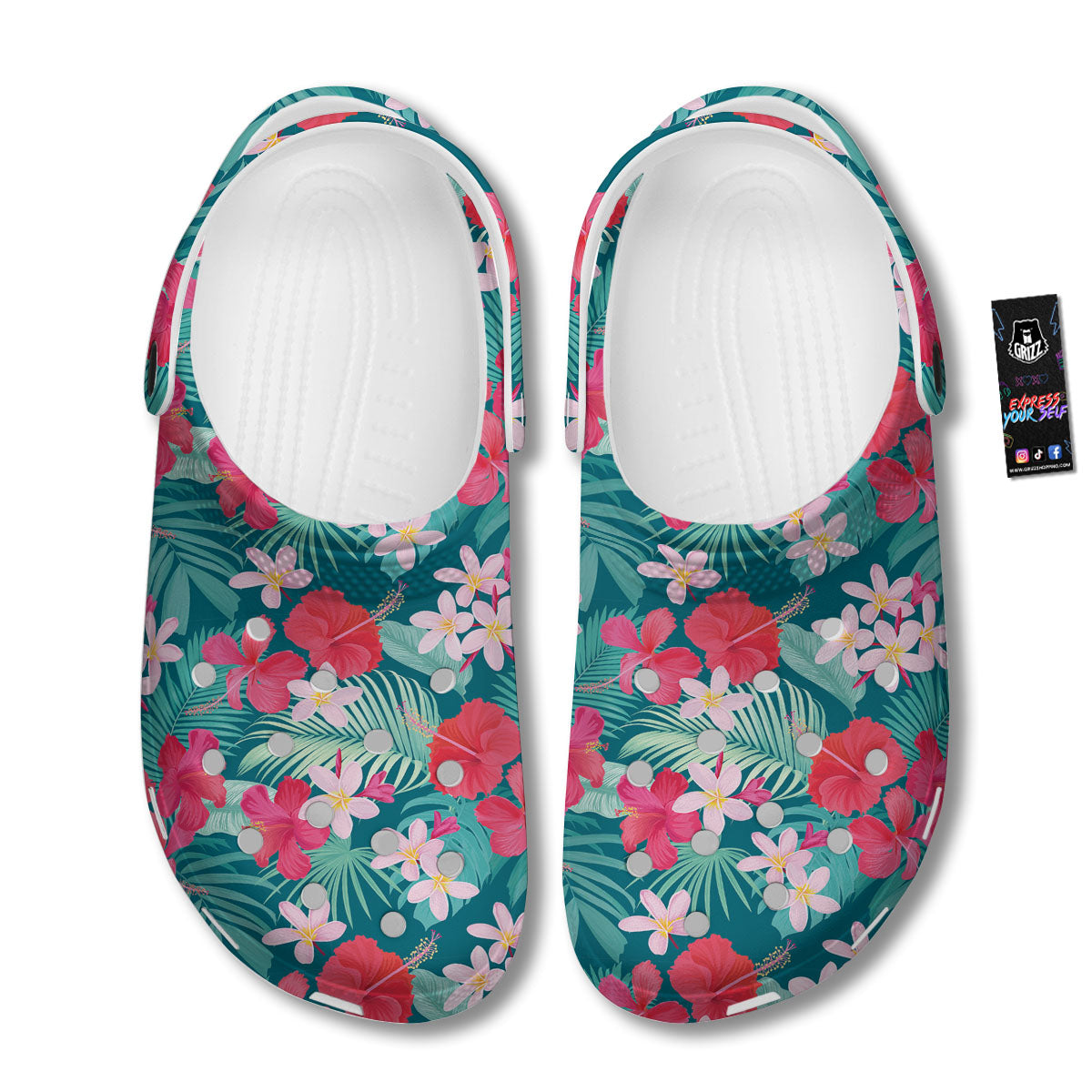 Aloha Hawaiian Flower Print Clog-grizzshop